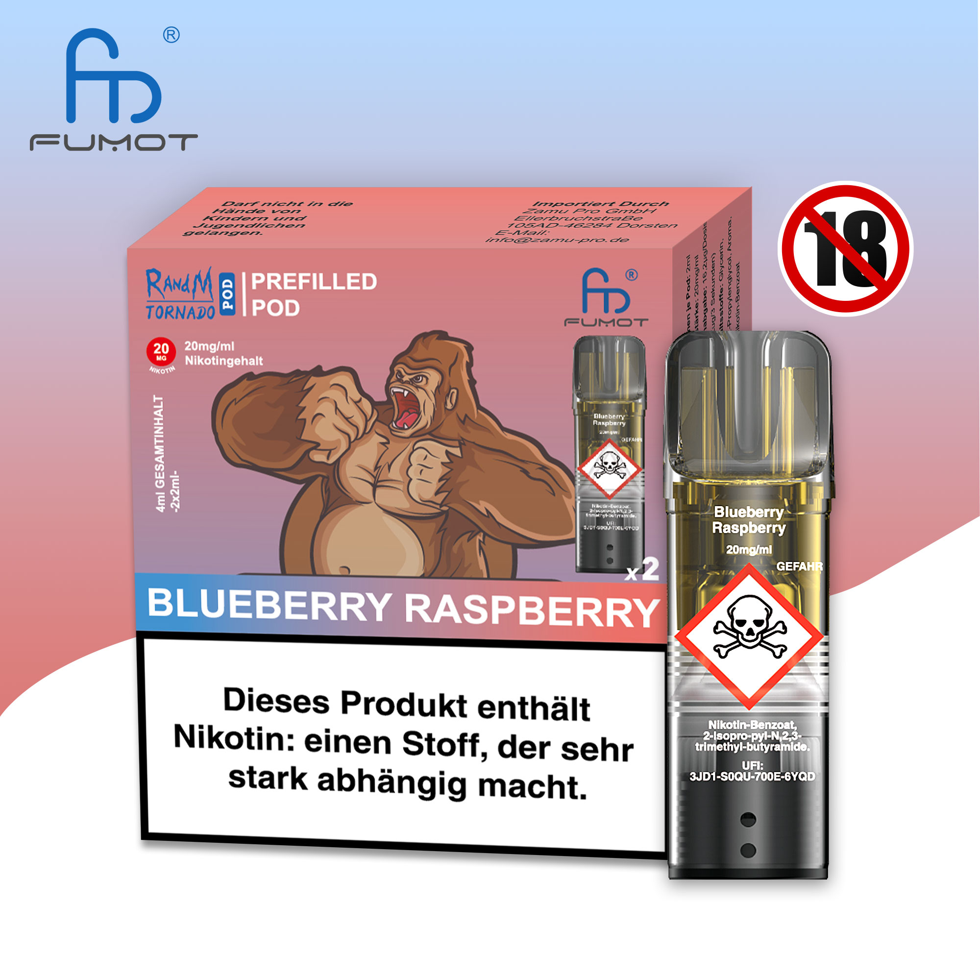 RandM - 2x2ml Pod - Blueberry Raspberry