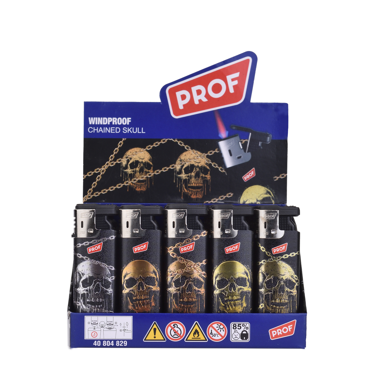 Prof - 3D Feuerzeuge - Effect Chained Skull 50er