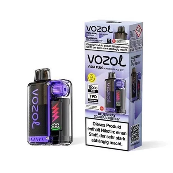 Vozol Vista Plug - E-Shisha - 15K Züge - Blueberry Sour Raspberry