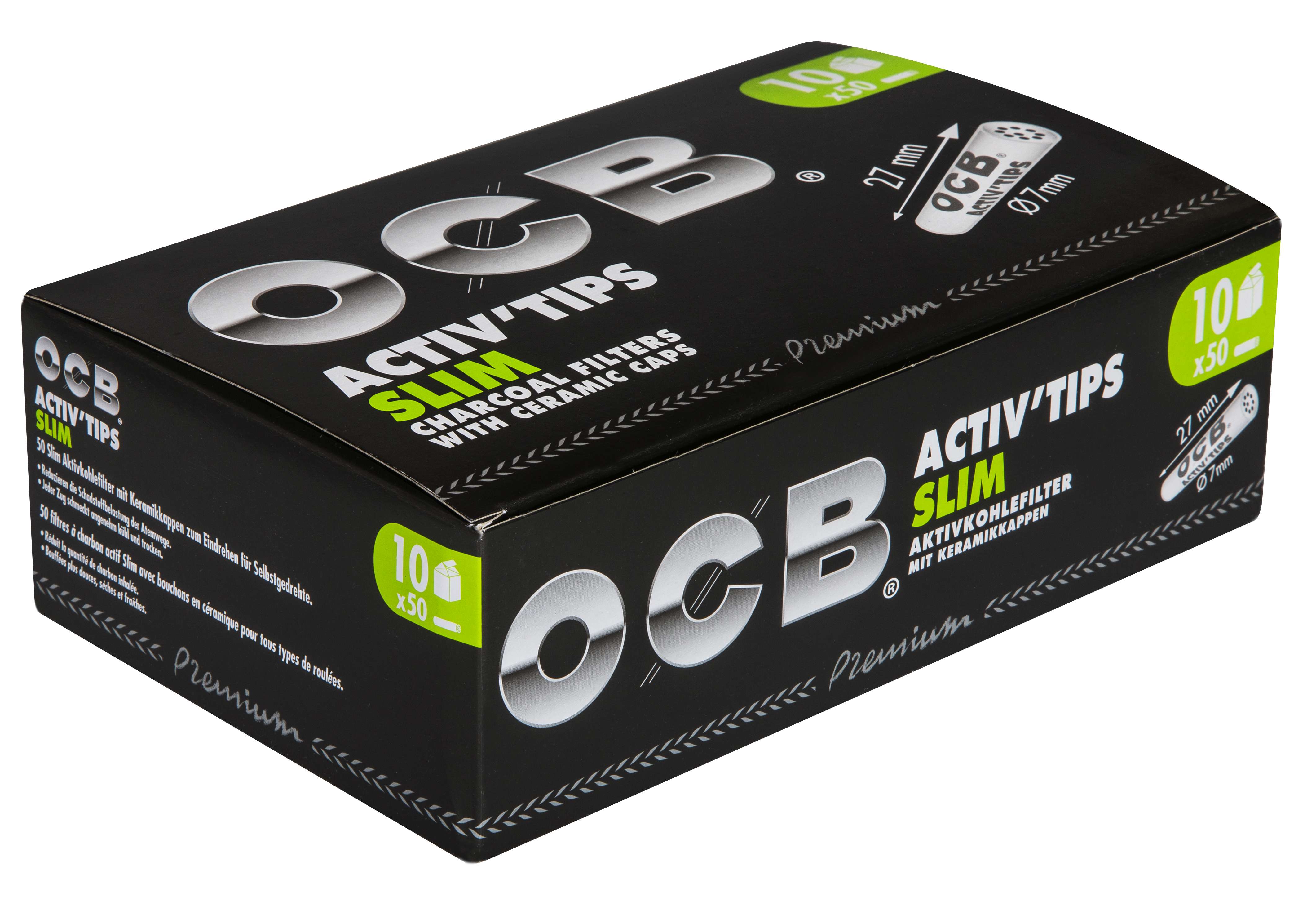 OCB - Filter Slim Activ Tips - Schwarz 7mm à 50 Stück