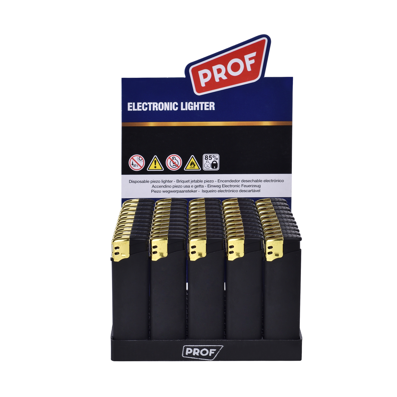 Prof - Feuerzeuge - Black Rubber Gold