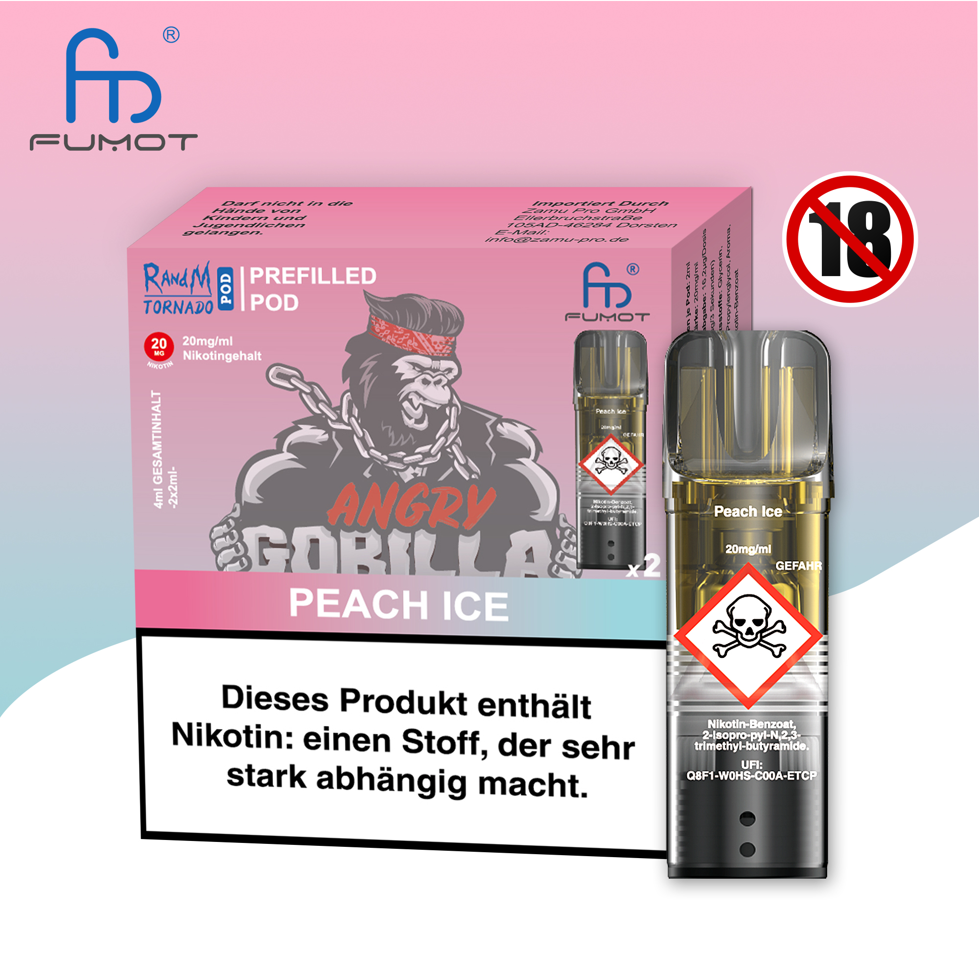 RandM - 2x2ml Pod - Peach Ice