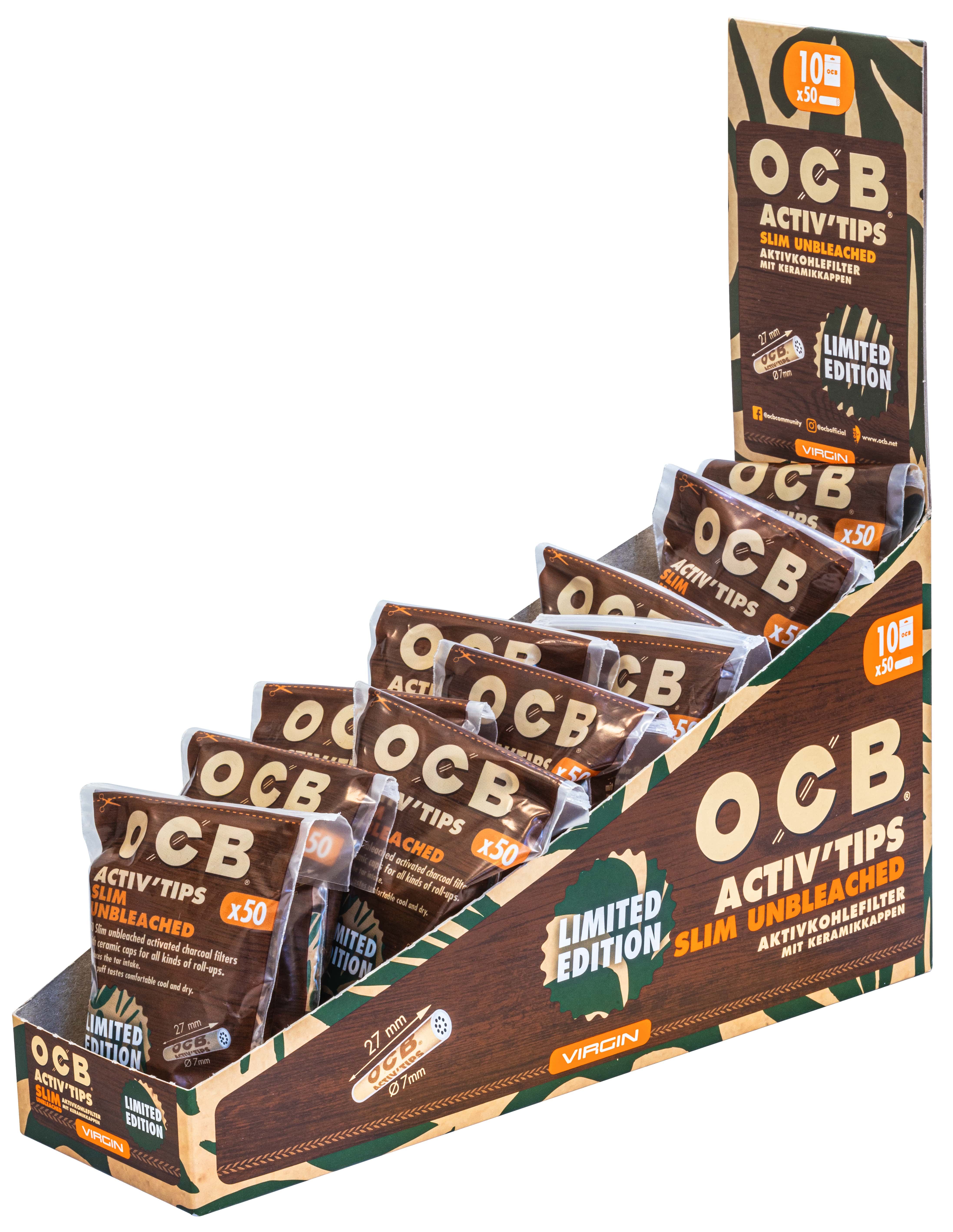 OCB - Activ Tips Slim - Braun - 7mm