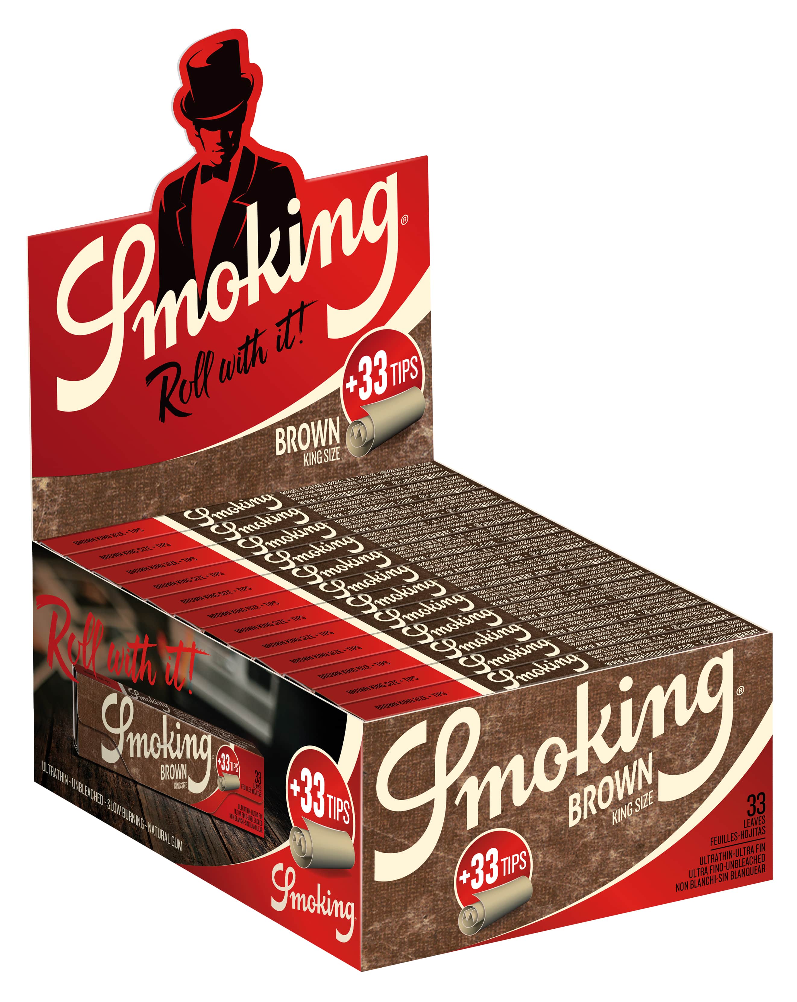 Smoking - King Size - Brown 50 Hefte à 33 Blatt + Tips