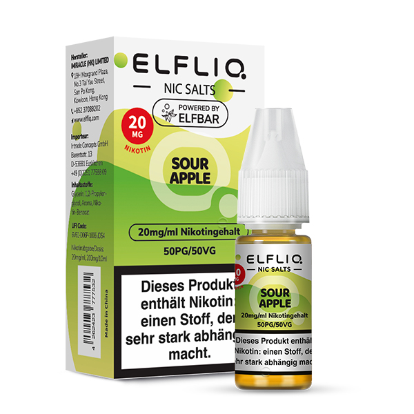Elfbar Elfliq 10ml - Sour Apple 20mg