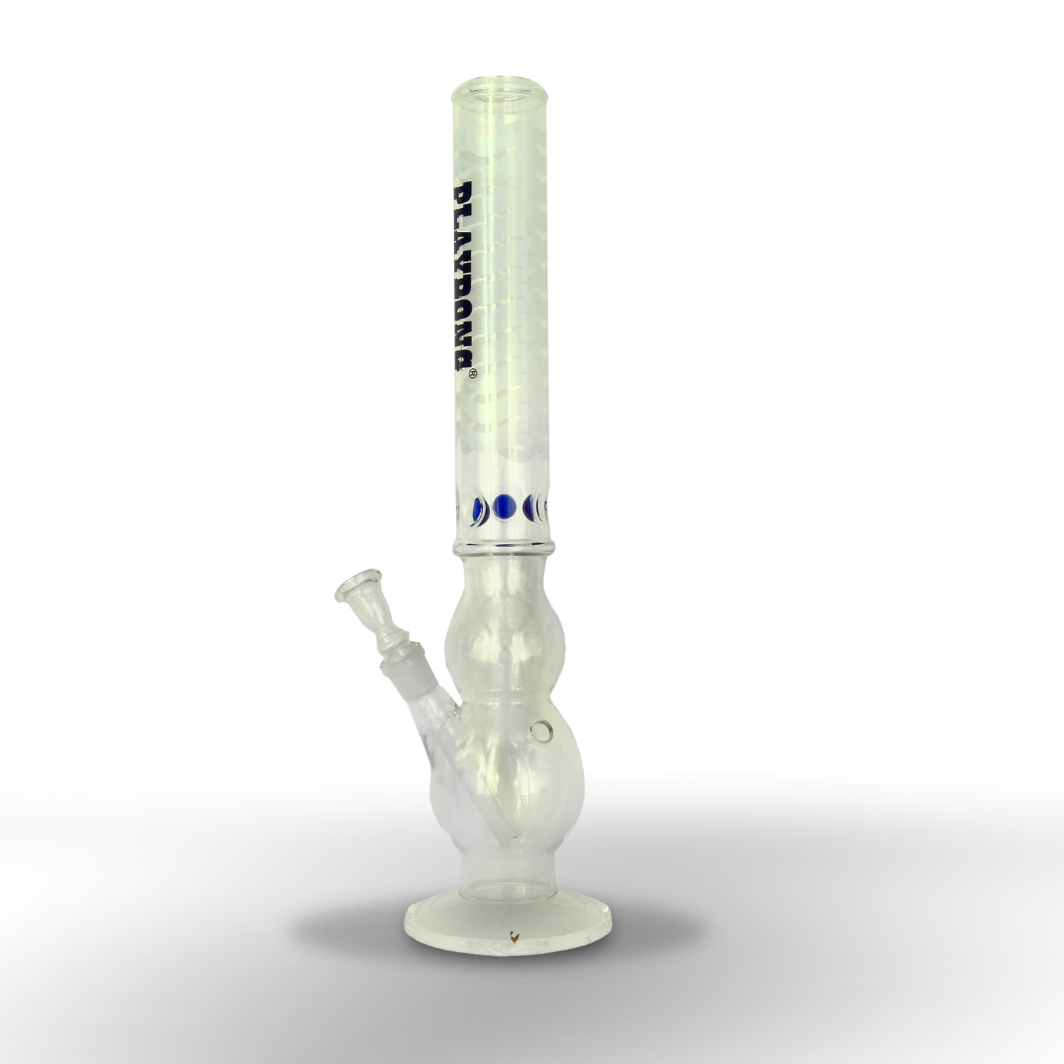 Glasbong Doppel Bauch 45cm. 18,8mm Stick Chillum Play Bong+Eis