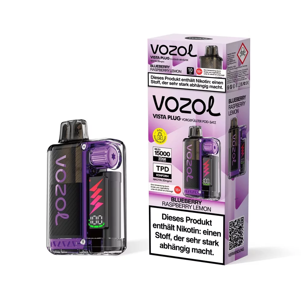 Vozol Vista Plug - E-Shisha - 15K Züge - Blueberry Raspberry Lemon