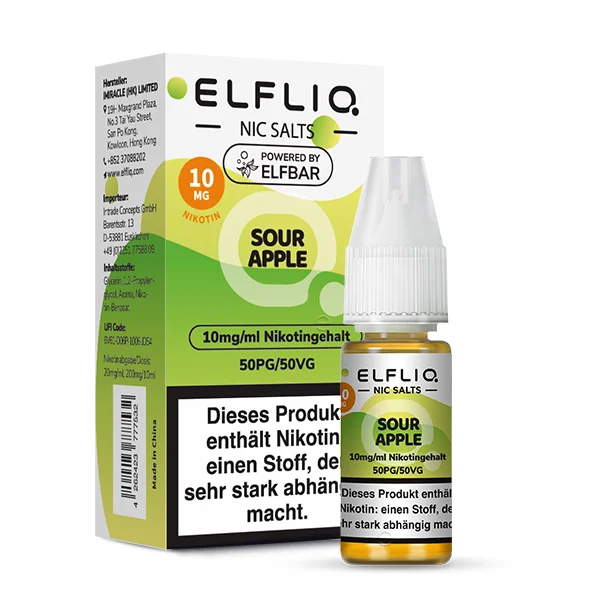 Elfbar Elfliq 10ml - Sour Apple 10mg