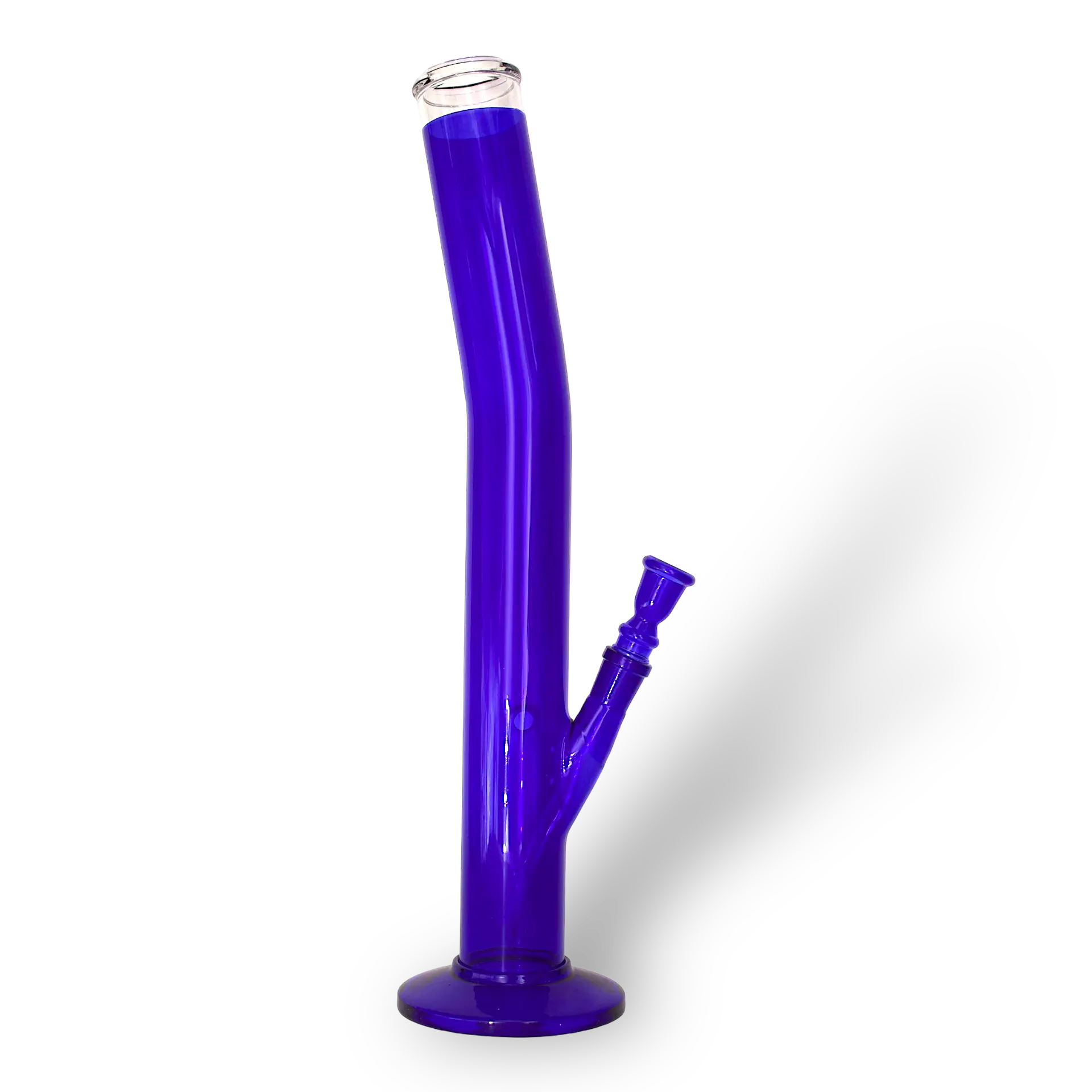 Glas Bong Blue Zyl. gebogene mit Eis