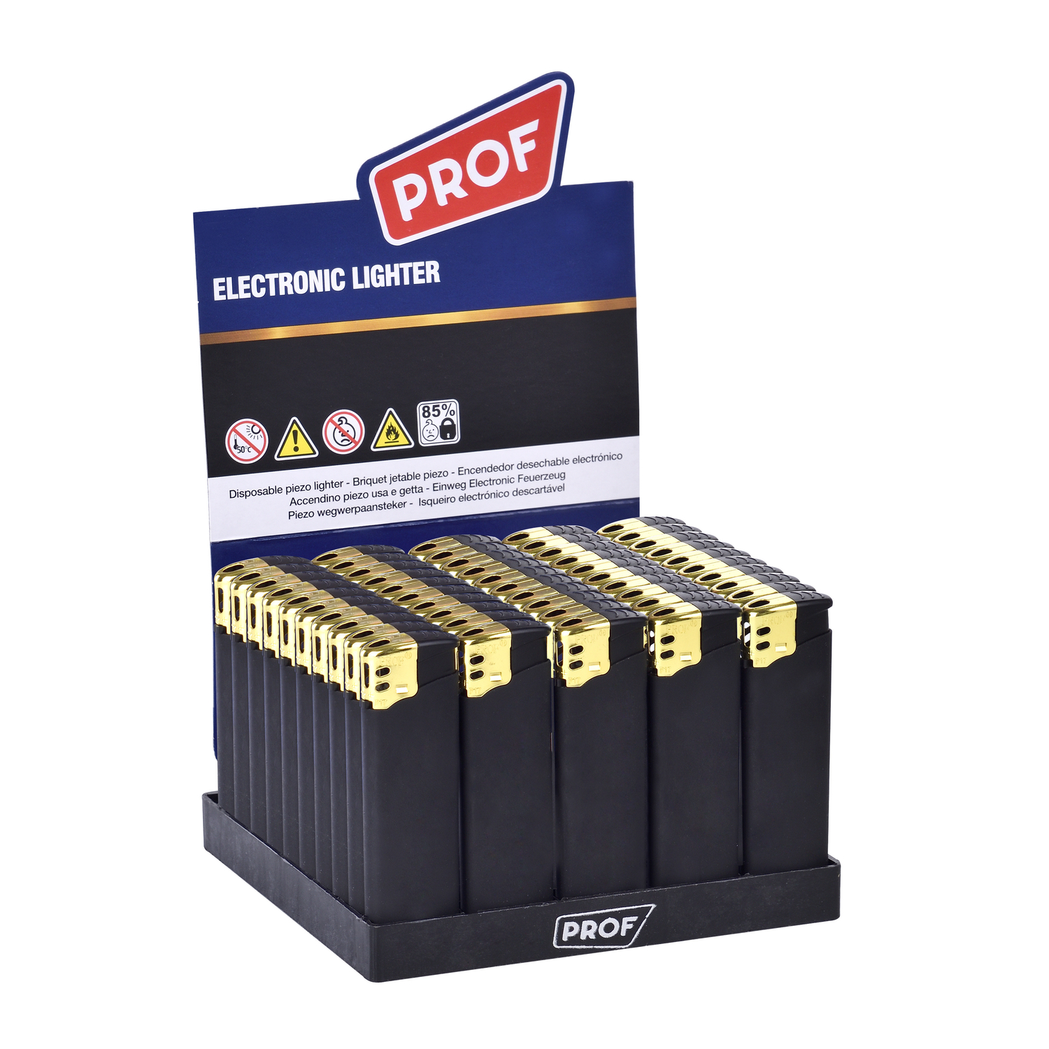 Prof - Feuerzeuge - Black Rubber Gold