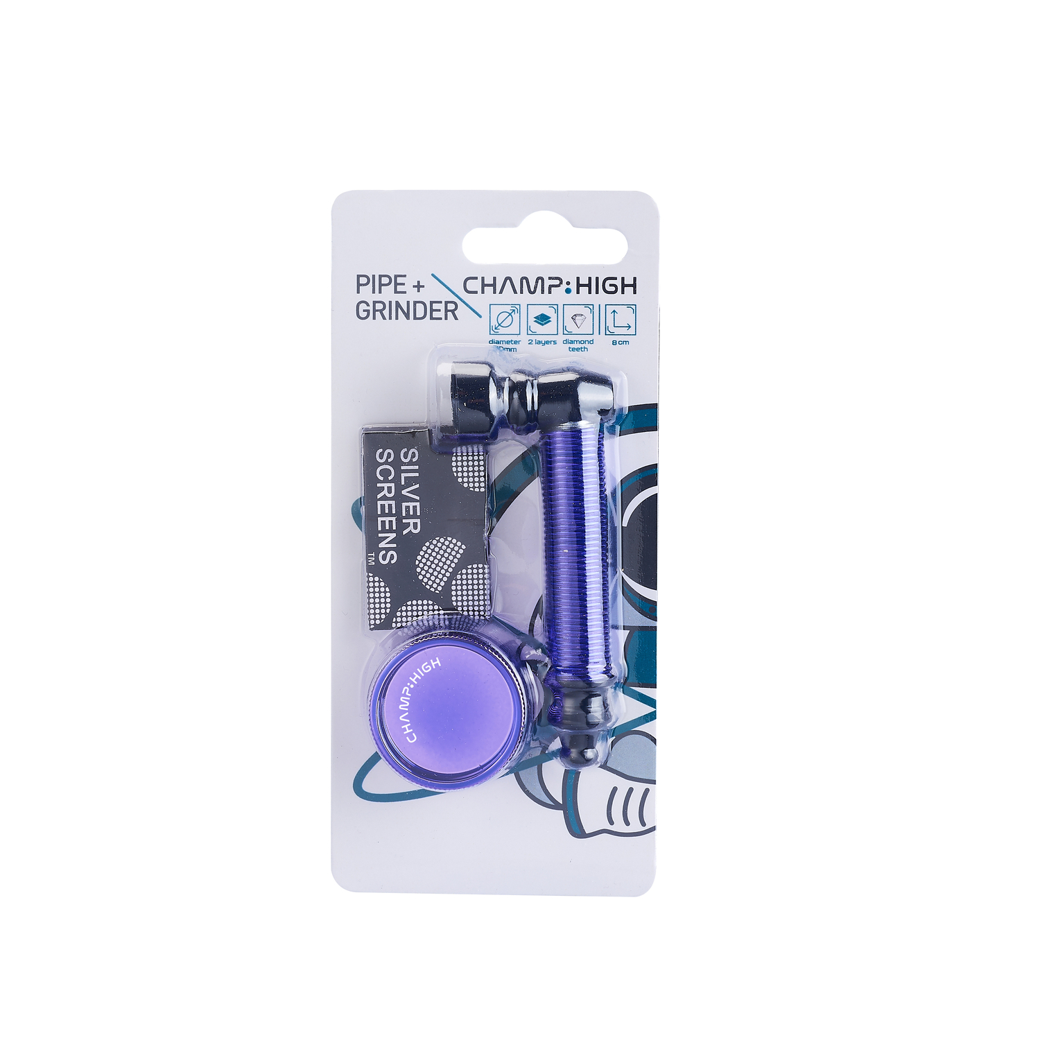 Champ - High Pipe - Mini Colored Pipe and Grinder
