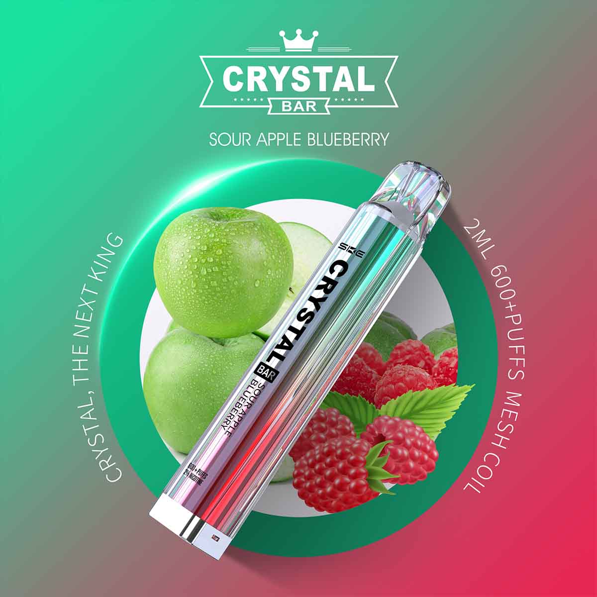 Crystal Bar - SKE - E-Shisha - 600 Züge - Sour Apple Blueberry