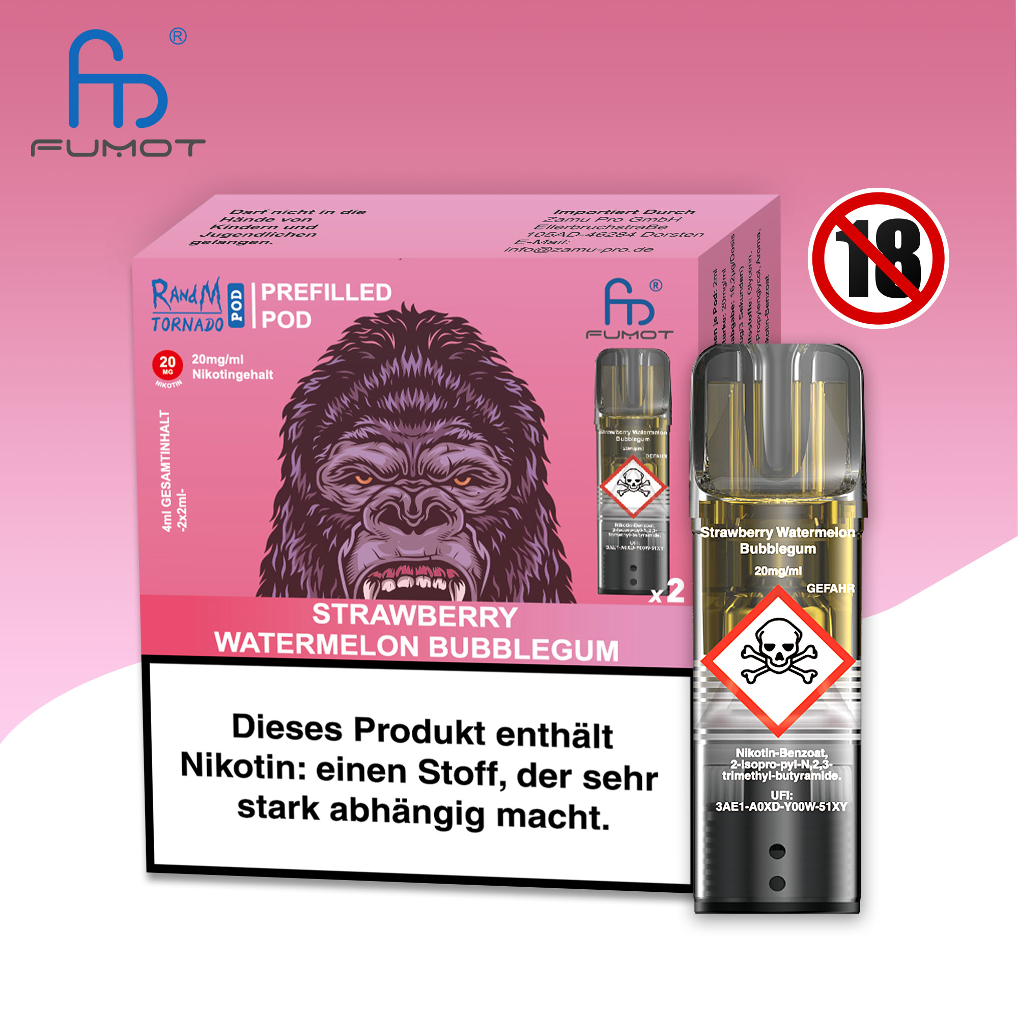 RandM - 2x2ml Pod - Strawberry Watermelon Bubblegum