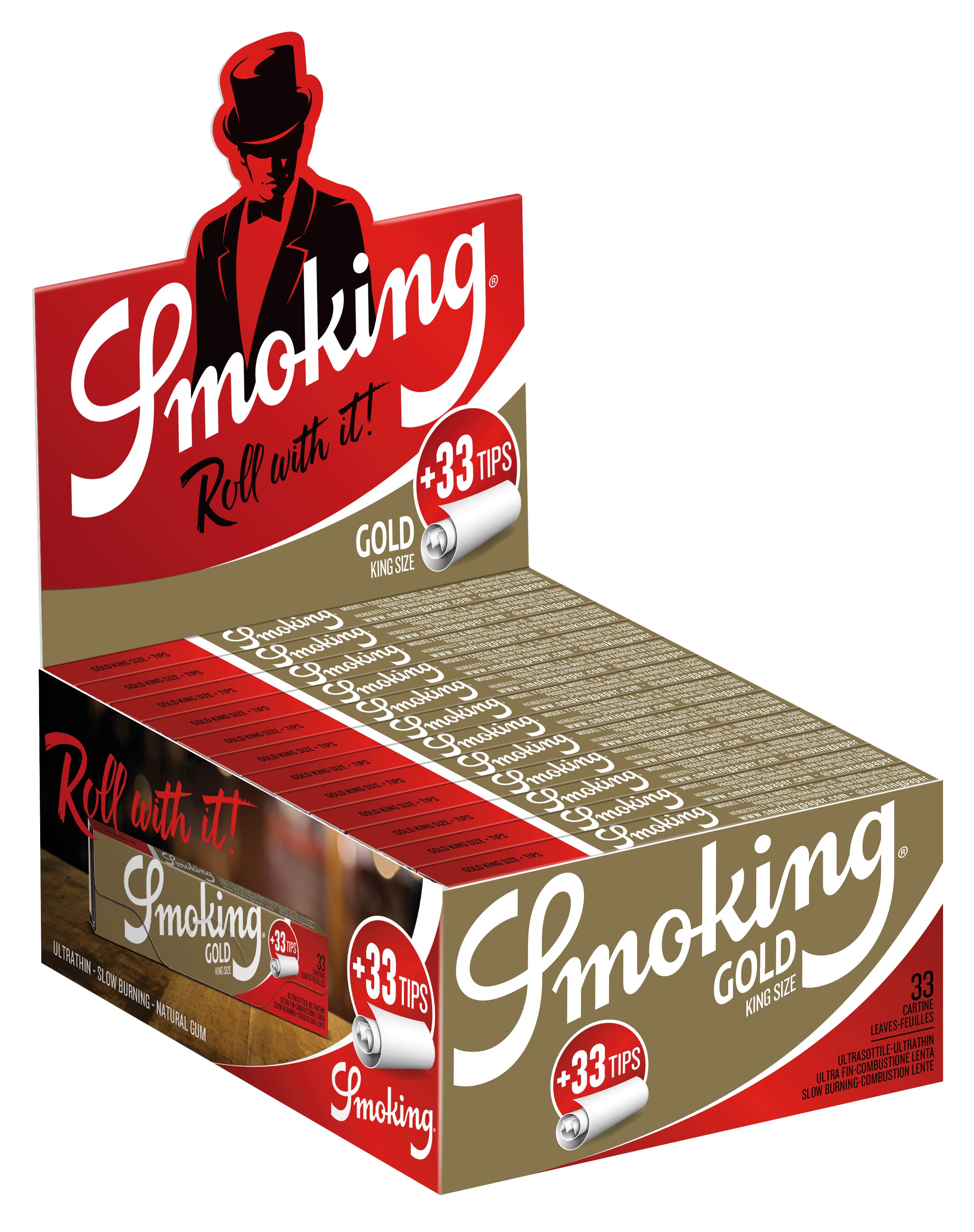 Smoking - King Size - Gold 50 Hefte à 33 Blatt + Tips