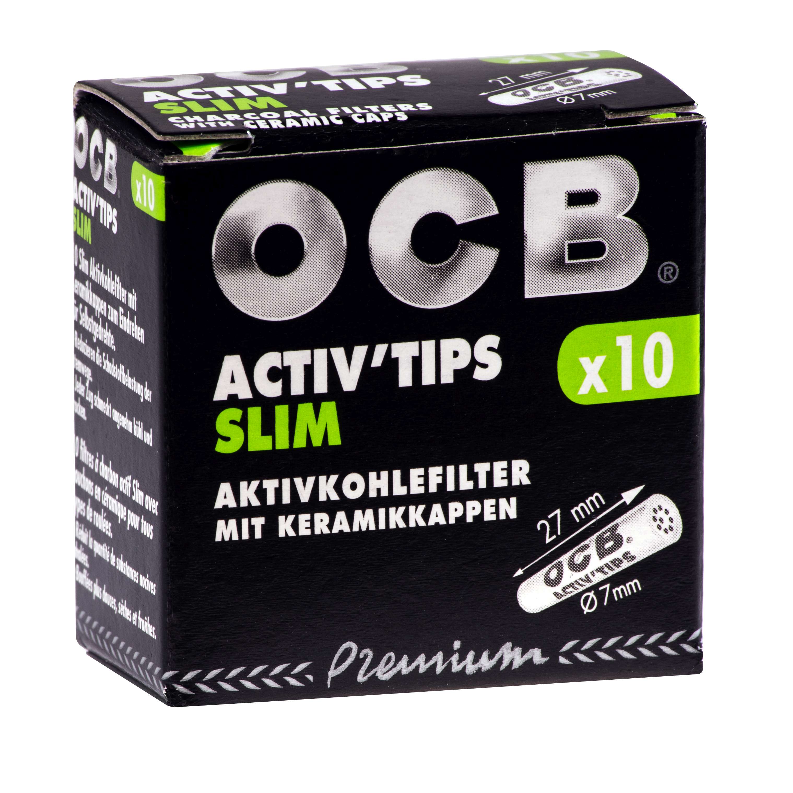 OCB - Filter Slim Activ Tips - Schwarz 7mm à 10 Stück