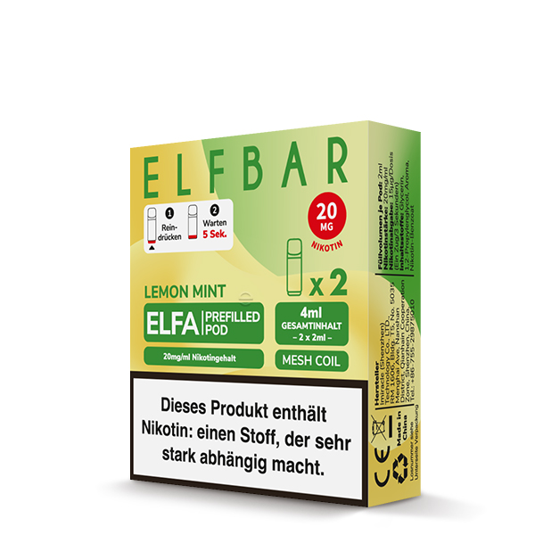 Elfbar - Elfa Prefilled Pod 2x2ml - Lemon Mint