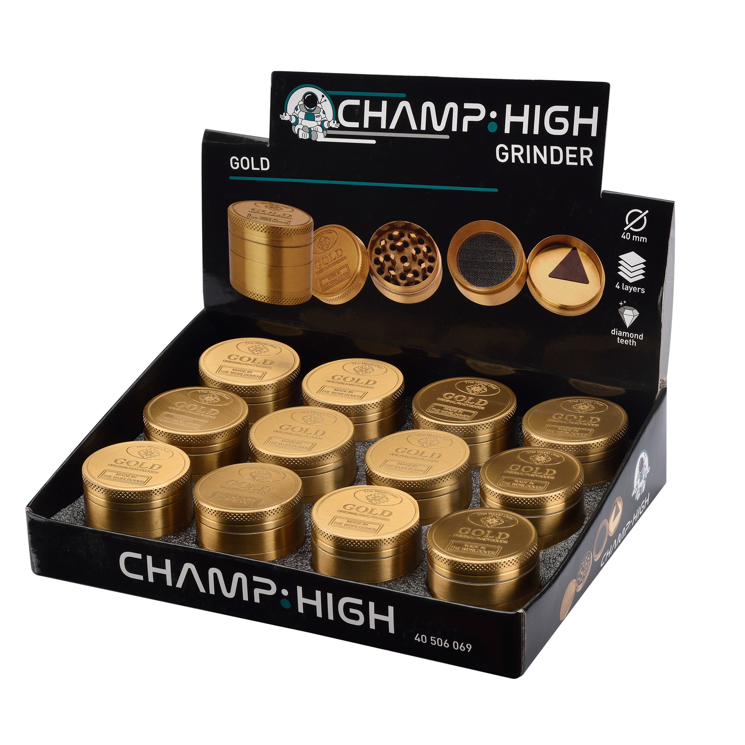 Champ - High Grinder - Gold Bar 40mm - 4 Lay Champ - High Grinder - Gold Bar 40mm - 4 Lay