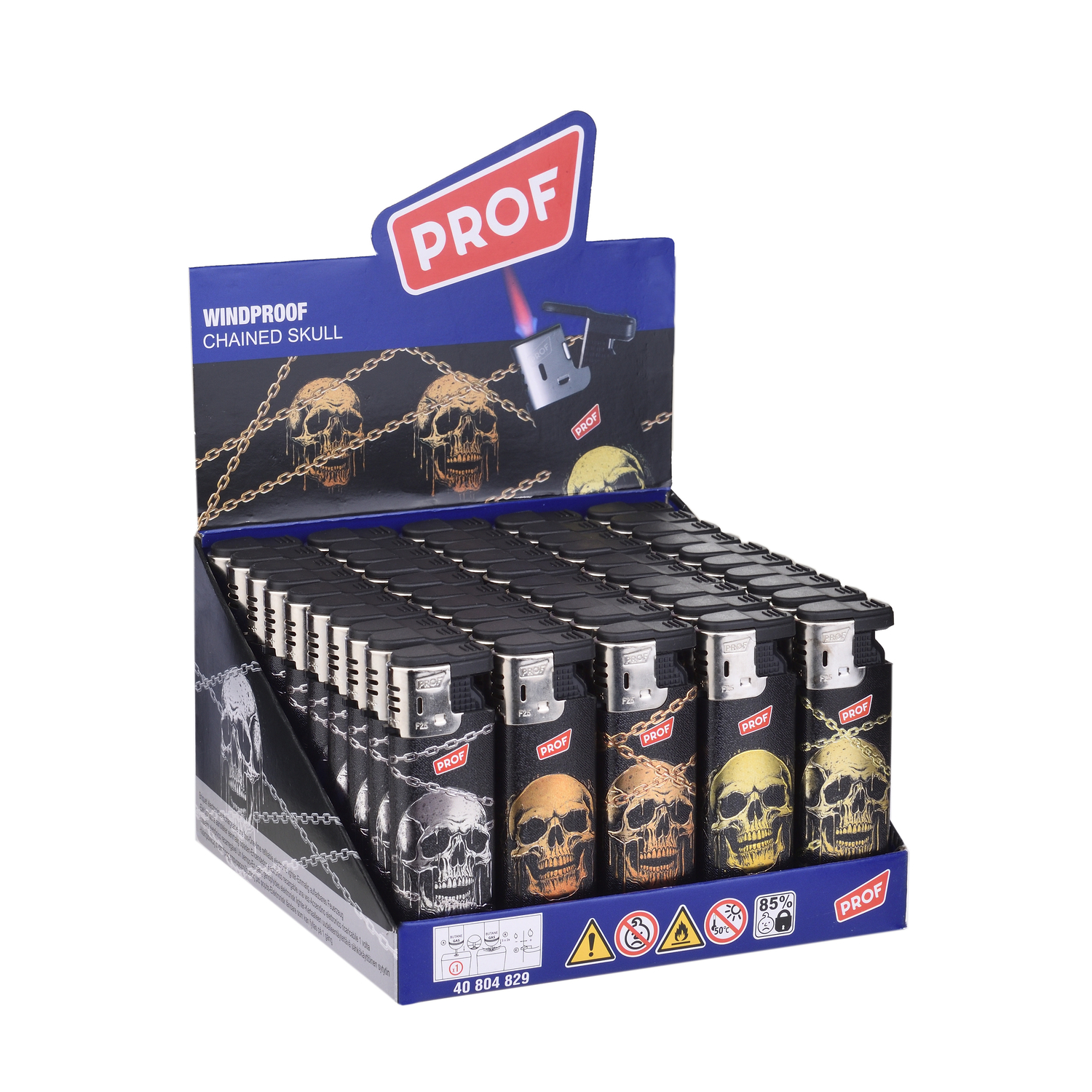 Prof - 3D Feuerzeuge - Effect Chained Skull 50er