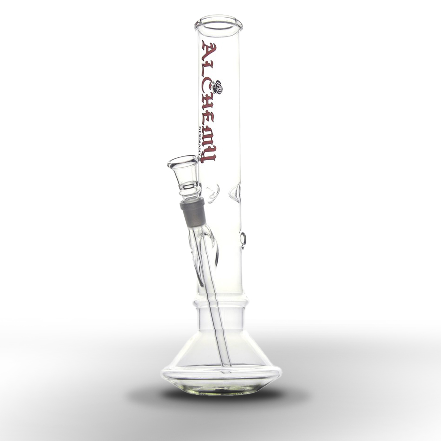 Glasbong Zylinder mit Bauch und Eis