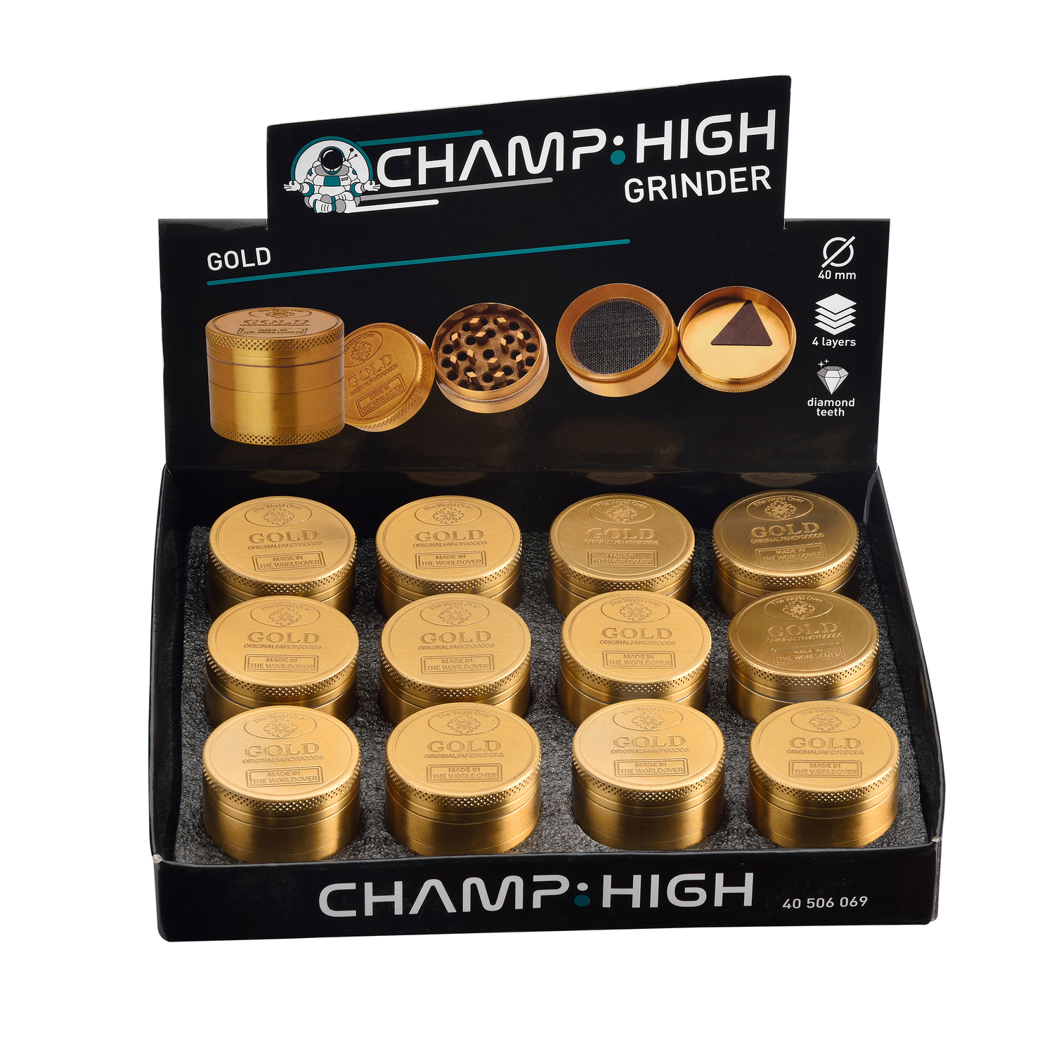 Champ - High Grinder - Gold Bar 40mm - 4 Lay Champ - High Grinder - Gold Bar 40mm - 4 Lay