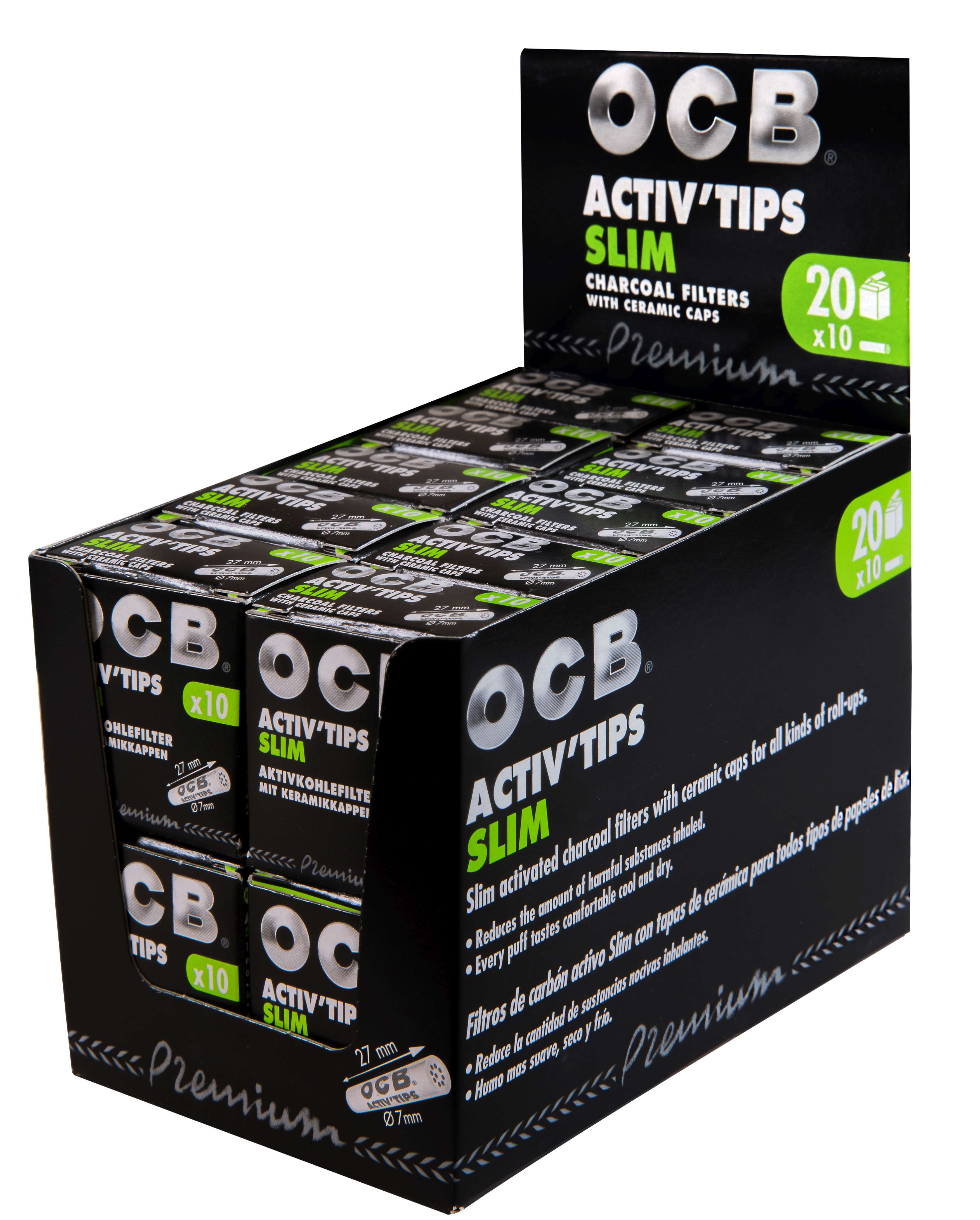 OCB - Filter Slim Activ Tips - Schwarz 7mm à 10 Stück