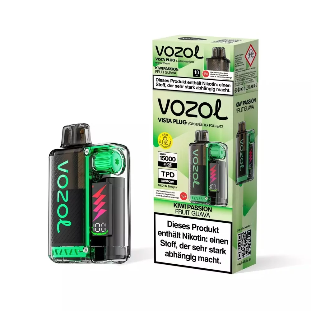 Vozol Vista Plug - E-Shisha - 15K Züge - Kiwi Passionfruit Guava