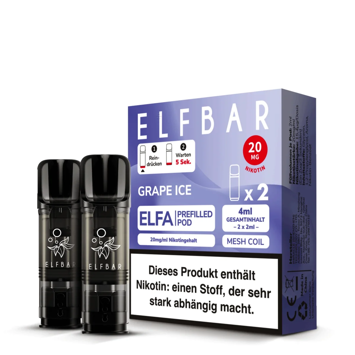 Elfbar - Elfa Prefilled Pod 2x2ml - Grape Ice