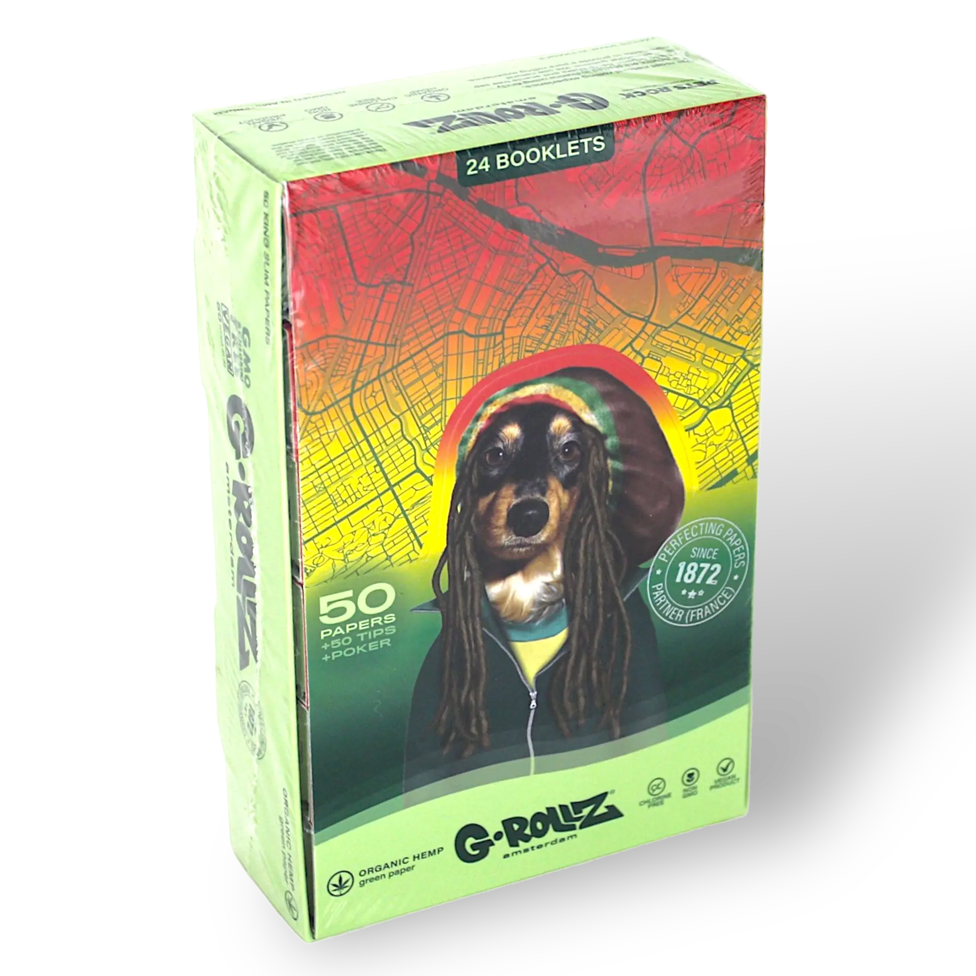 G-Rollz - "Pets Rock 'Reggae'" Green Hemp KS Slim Papers + Tips #8