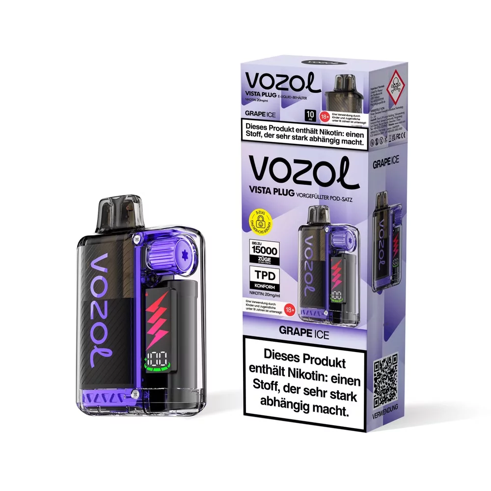 Vozol Vista Plug - E-Shisha - 15K Züge - Grape Ice