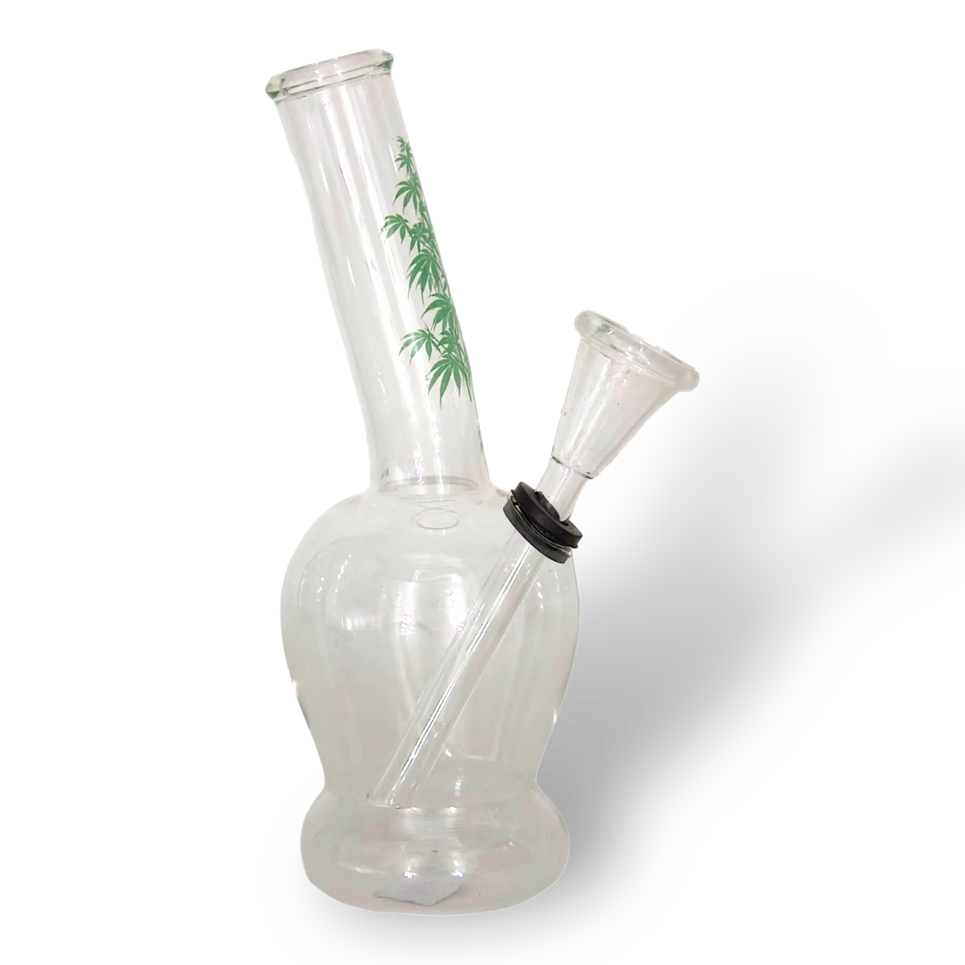 Glas Pfeife gebogene mit Grï¿½n Bush Blï¿½tter