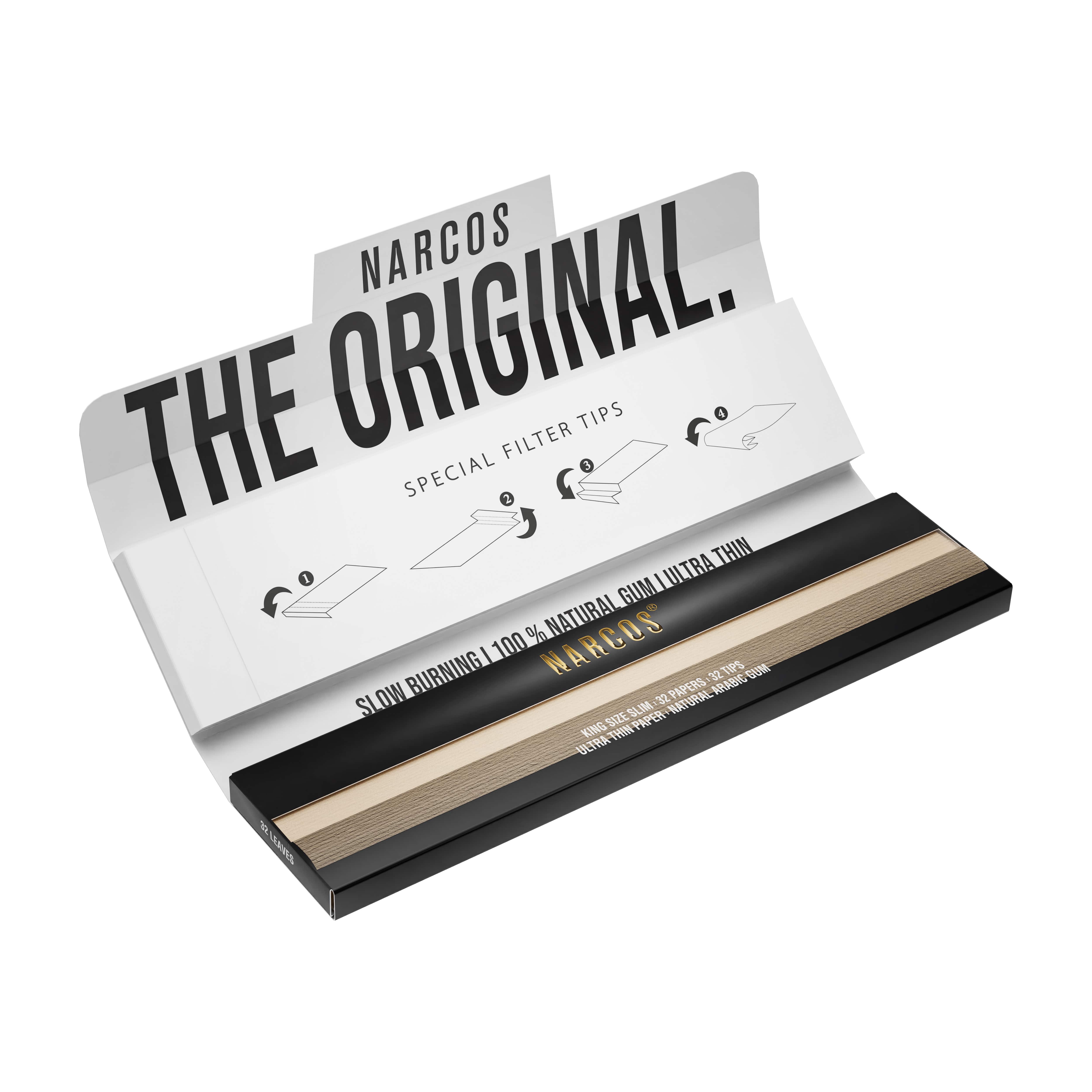 Narcos - Kingsize Slim - mit Tips 32 Hefte à 32 Blatt - Brown Edition 4962