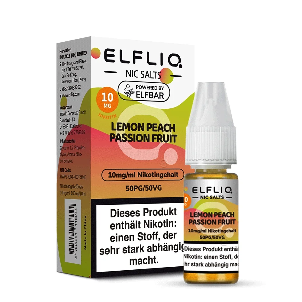 Elfbar Elfliq 10ml - Lemon Peach Passionfruit 10mg