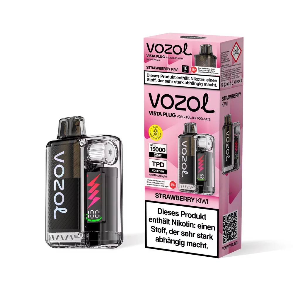 Vozol Vista Plug - E-Shisha - 15K Züge - Strawberry Kiwi