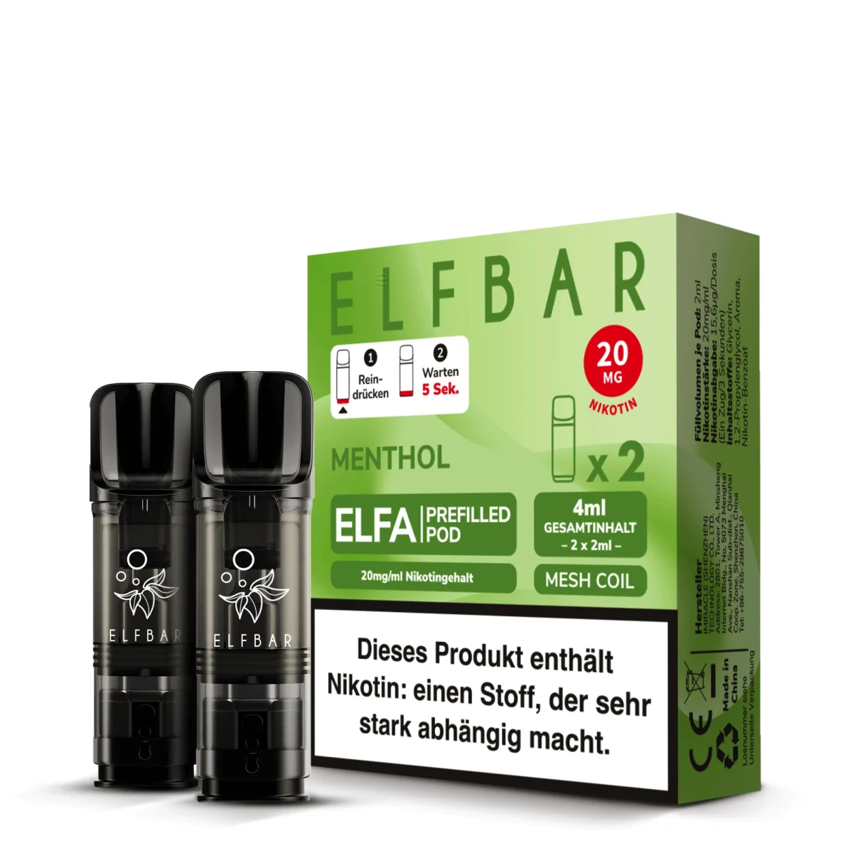 Elfbar - Elfa Prefilled Pod 2x2ml - Menthol