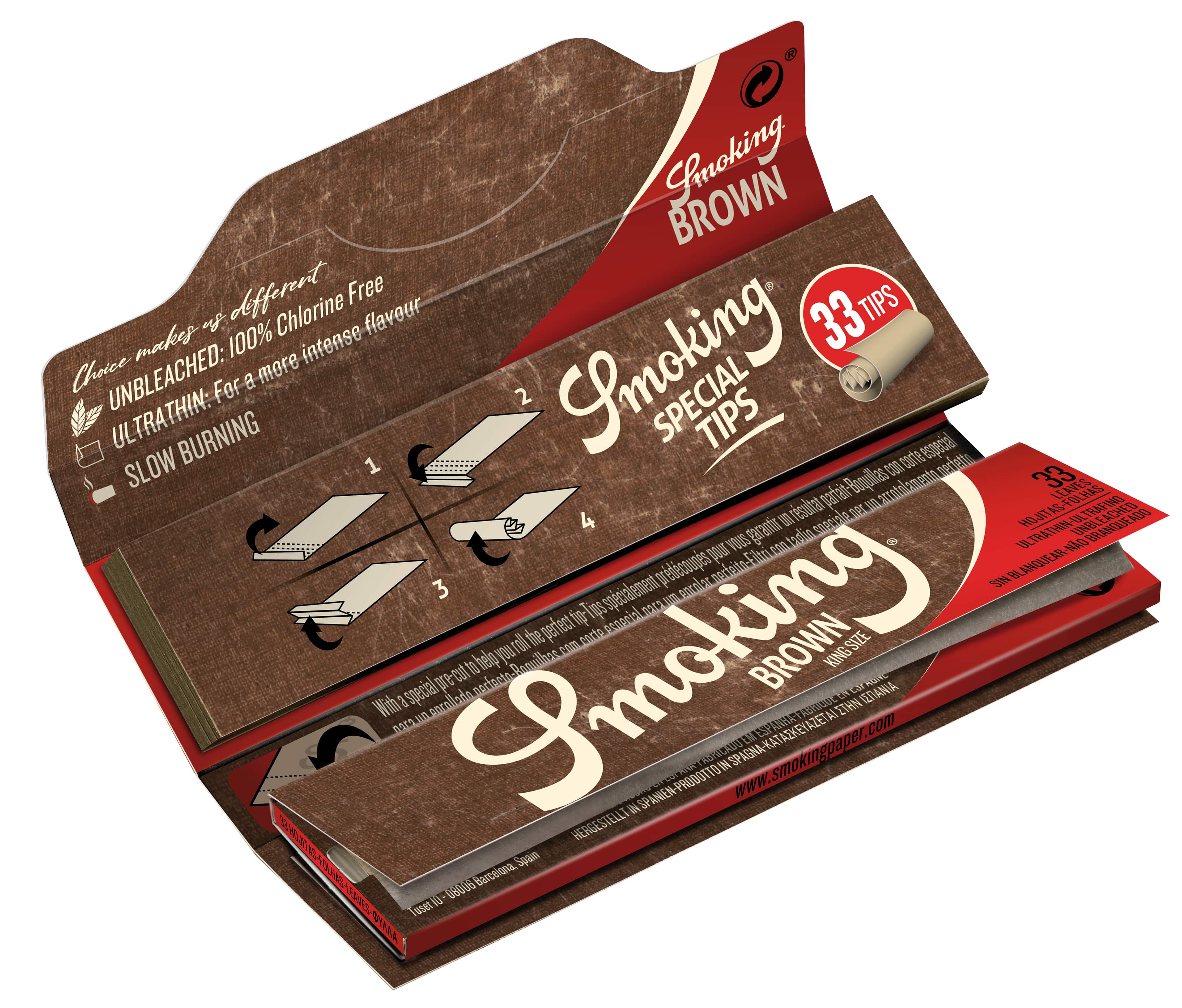 Smoking - King Size - Brown 50 Hefte à 33 Blatt + Tips