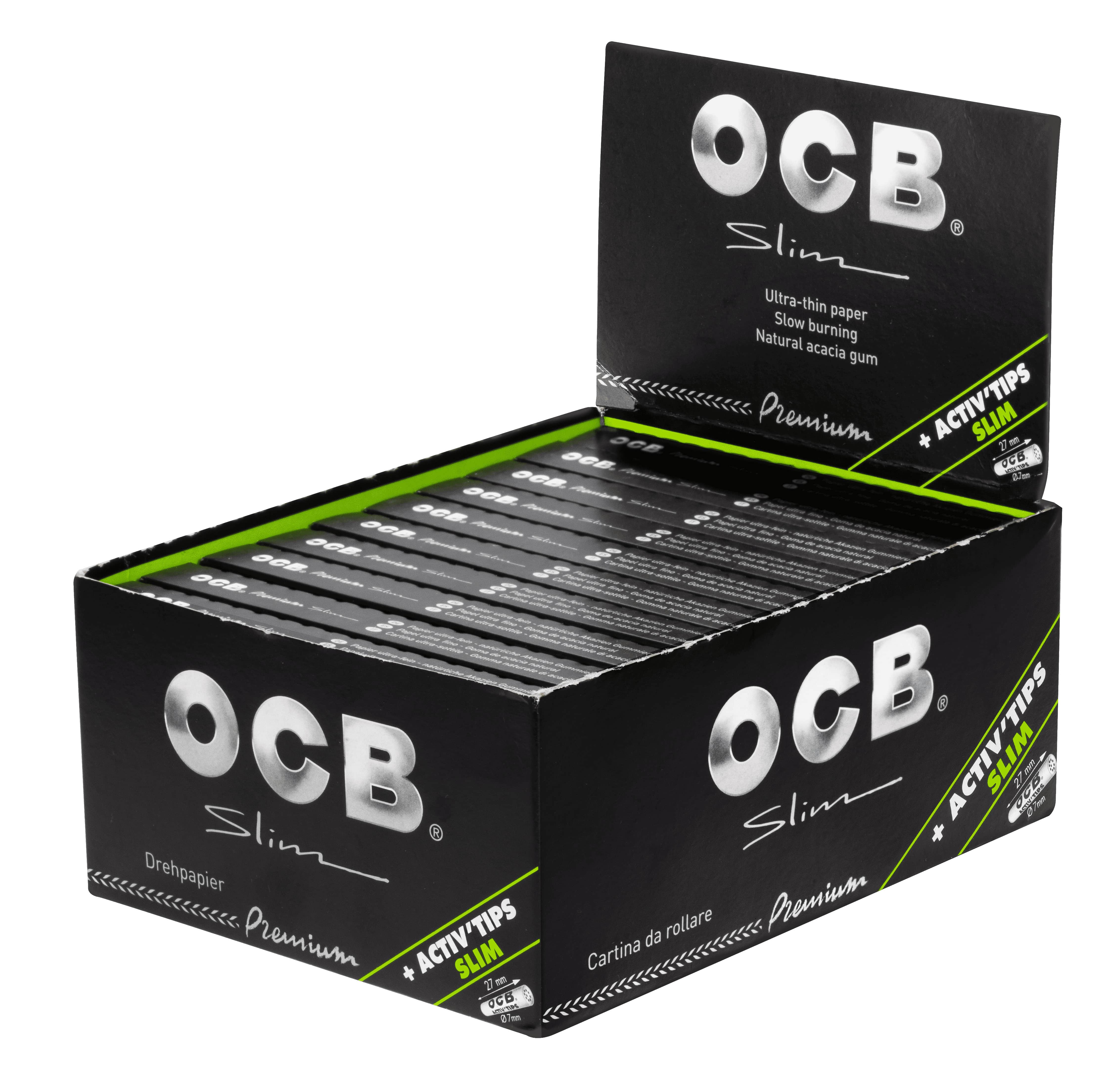 OCB - King Size - Slim mit Activ Tips - 7mm 20 Hefte à 32 Blatt + 8 Tips