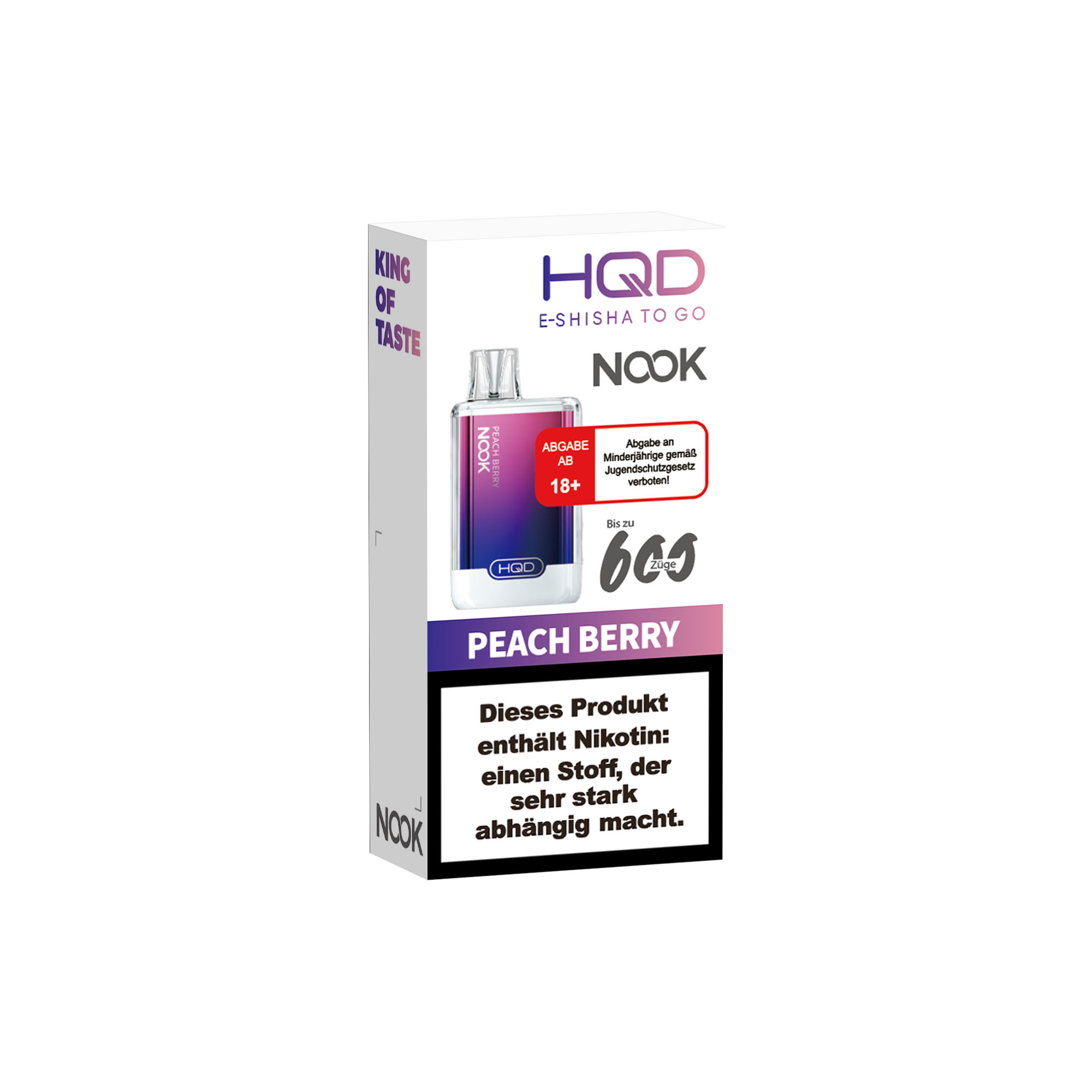 Hqd Nook - E-Shisha 600 Züge - Peach Berry