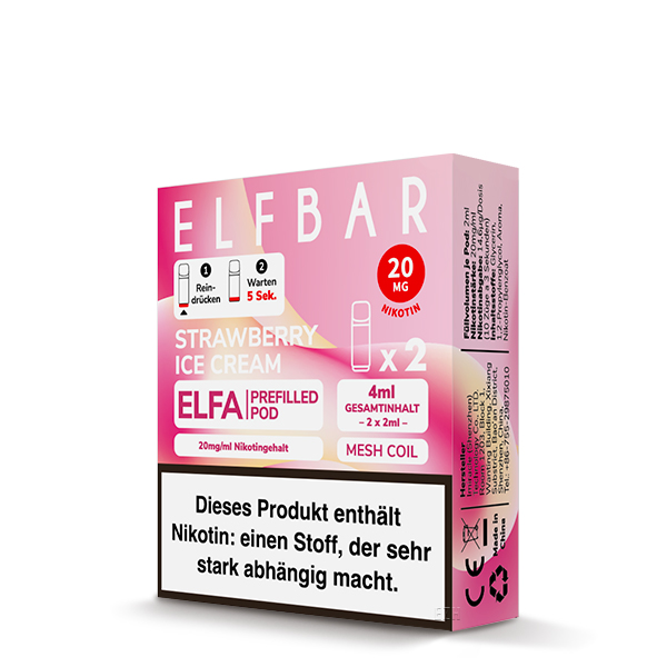 Elfbar - Elfa Prefilled Pod 2x2ml - Strawberry Ice Cream