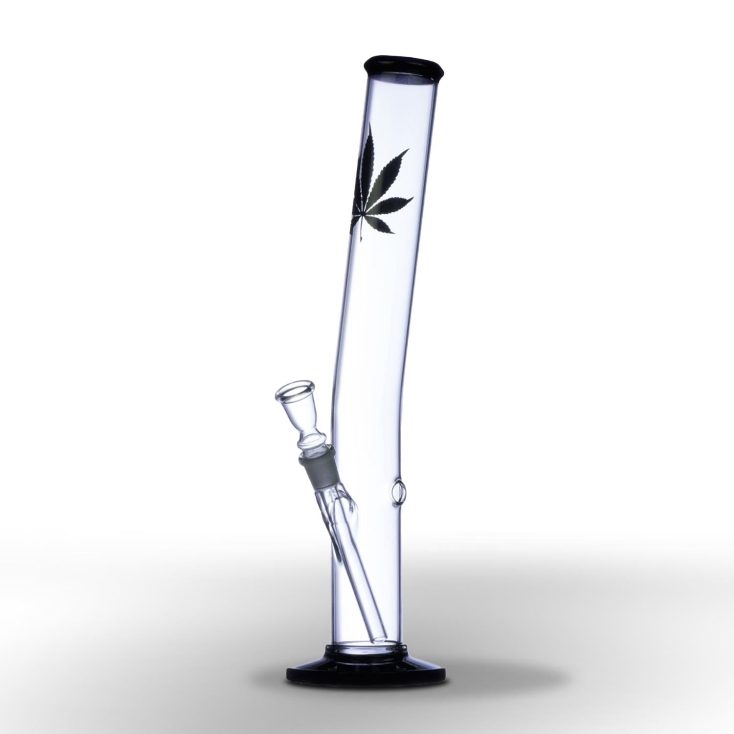 Glasbong Zylinder geknickt mit Fuï¿½ & Mund schwarz & schwarz Blatt