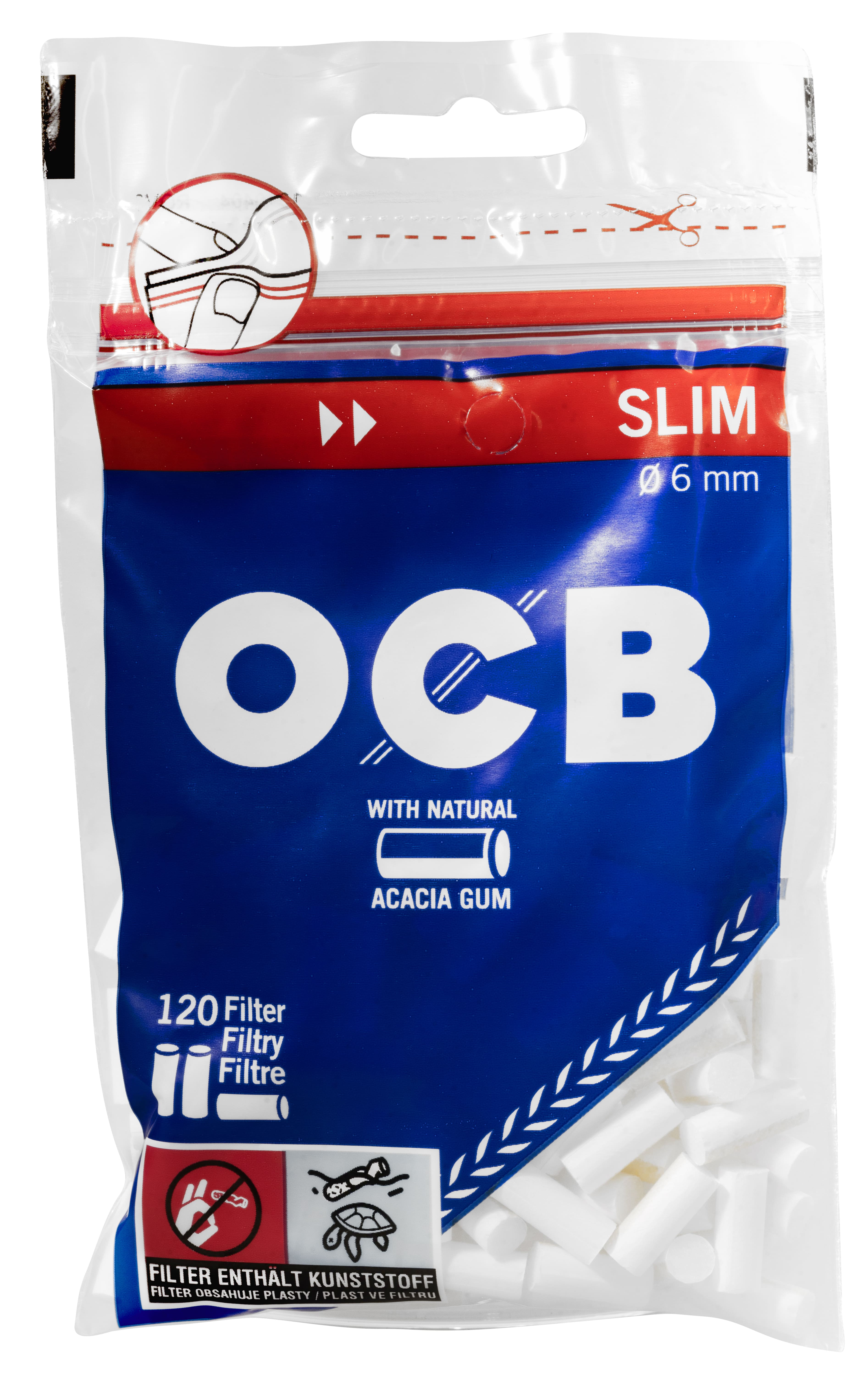 OCB - Slim Filter - 6mm mit Klebestreifen 10 Beutel à 120 Filter