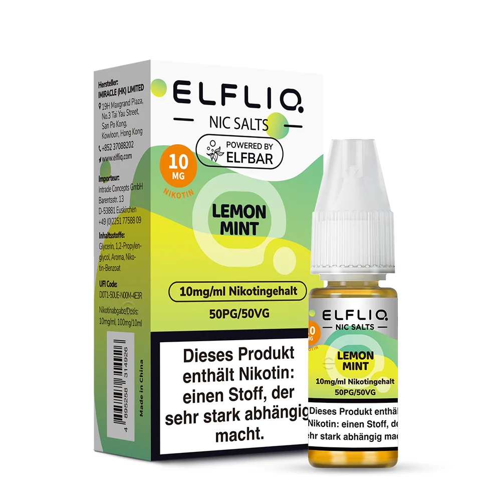 Elfbar Elfliq 10ml - Lemon Mint 10mg