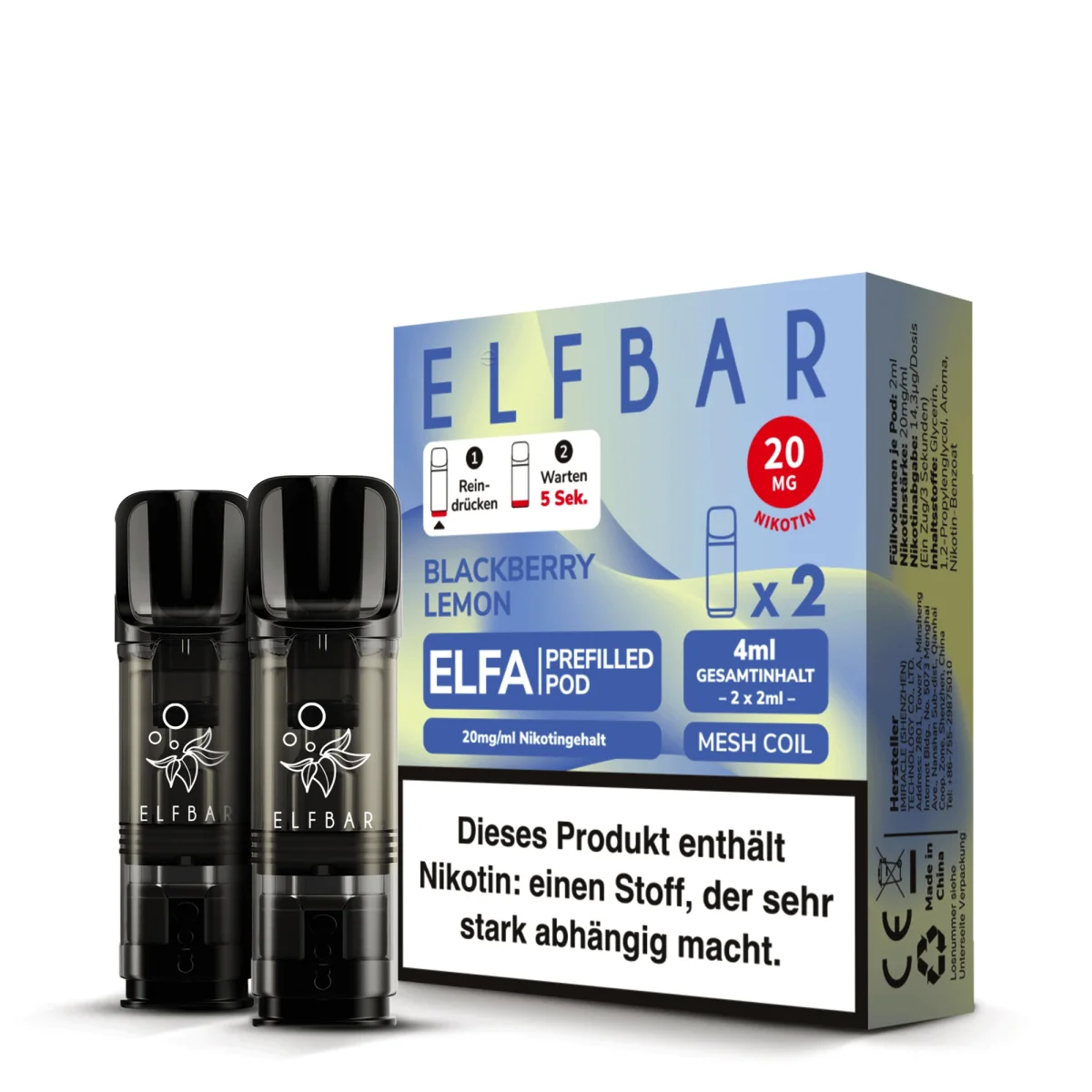 Elfbar - Elfa Prefilled Pod 2x2ml - Blackberry Lemon