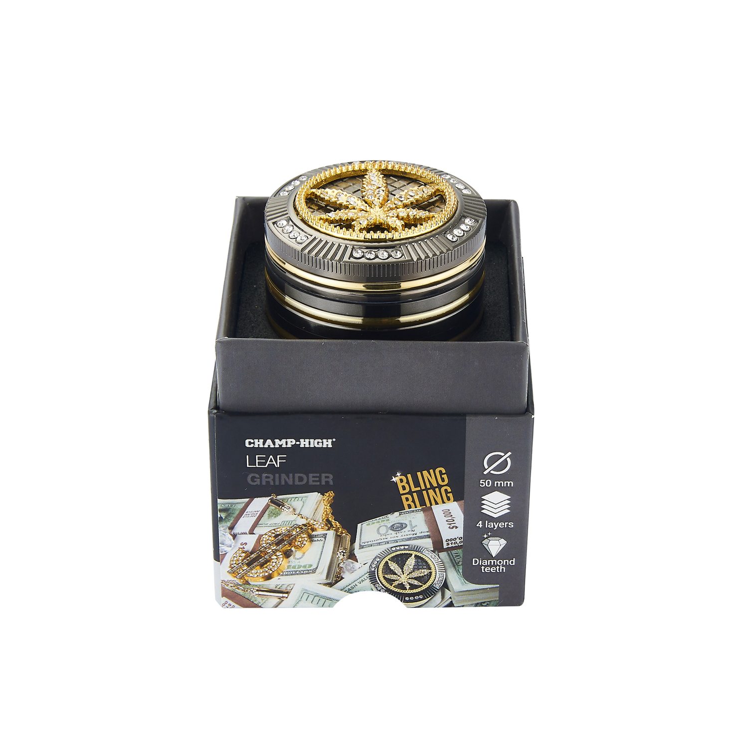 Champ - High Grinder - Bling Bling Leaf 50mm