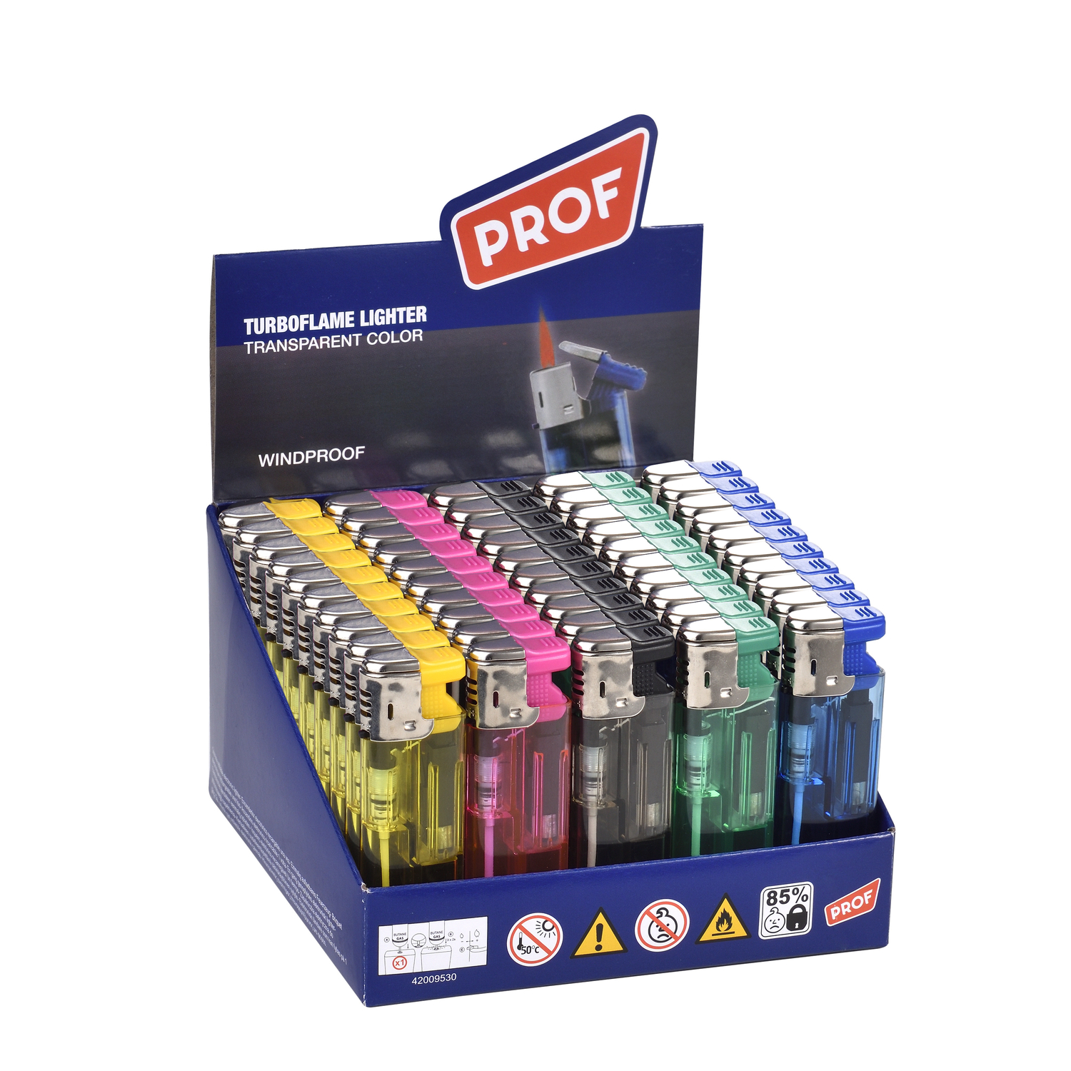 Prof - Turboflame Lighter - Transparent Color - 50er