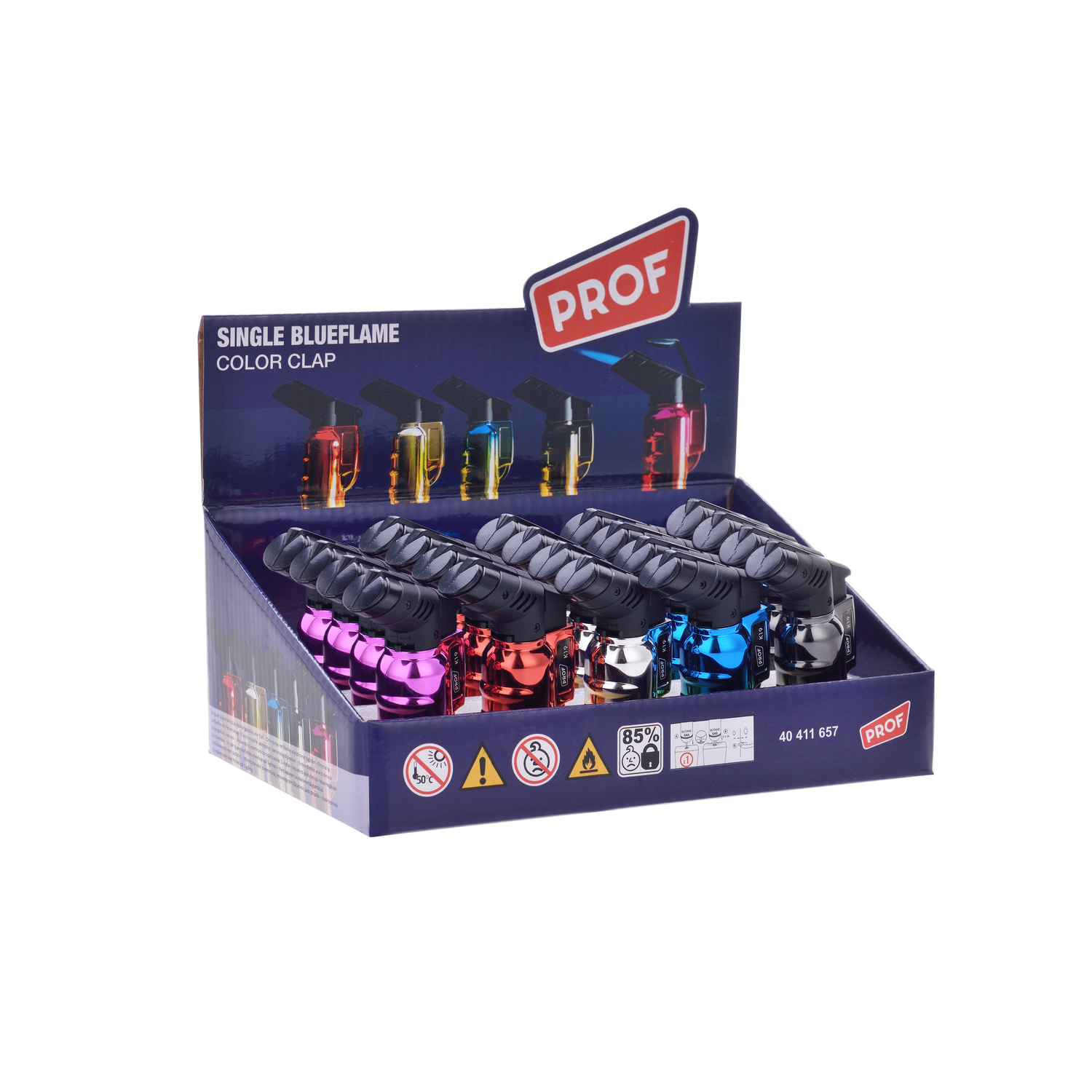 Prof - Feuerzeuge - Clap Anodized Blue Flame 20er