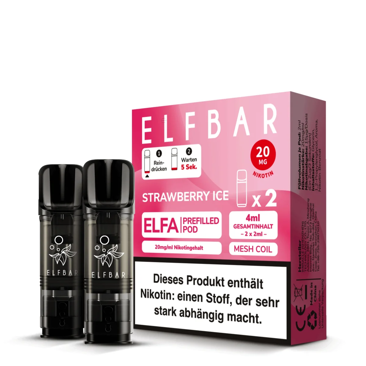 Elfbar - Elfa Prefilled Pod 2x2ml - Strawberry Ice