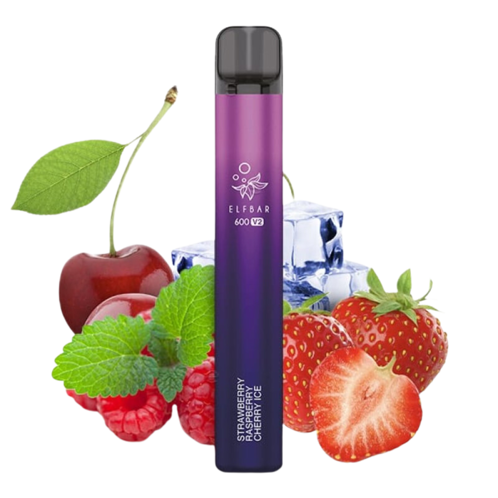 Elfbar E-Shisha - 600 Züge - V2 - Kindersicherung - Strawberry Raspberry Cherry Ice