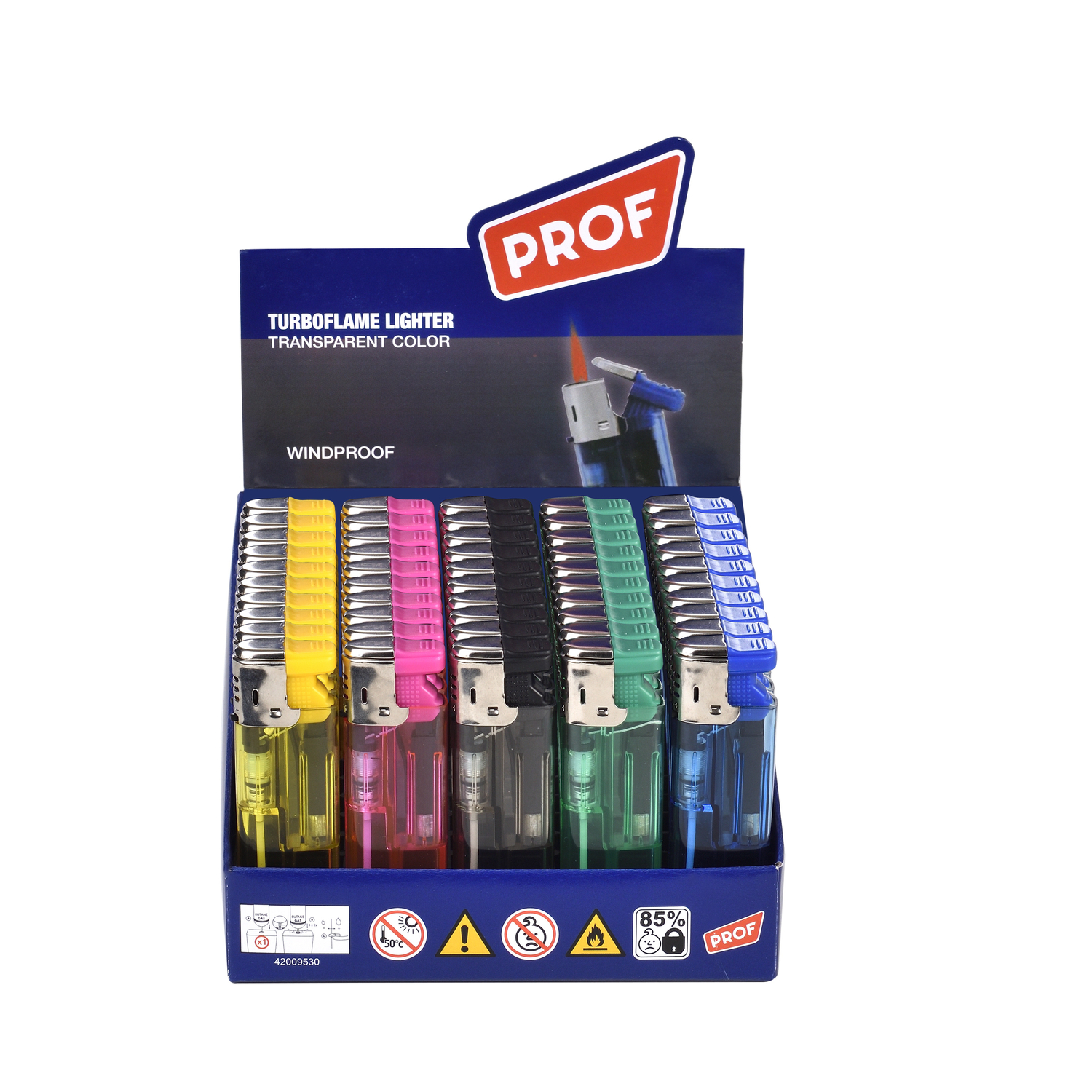 Prof - Turboflame Lighter - Transparent Color - 50er