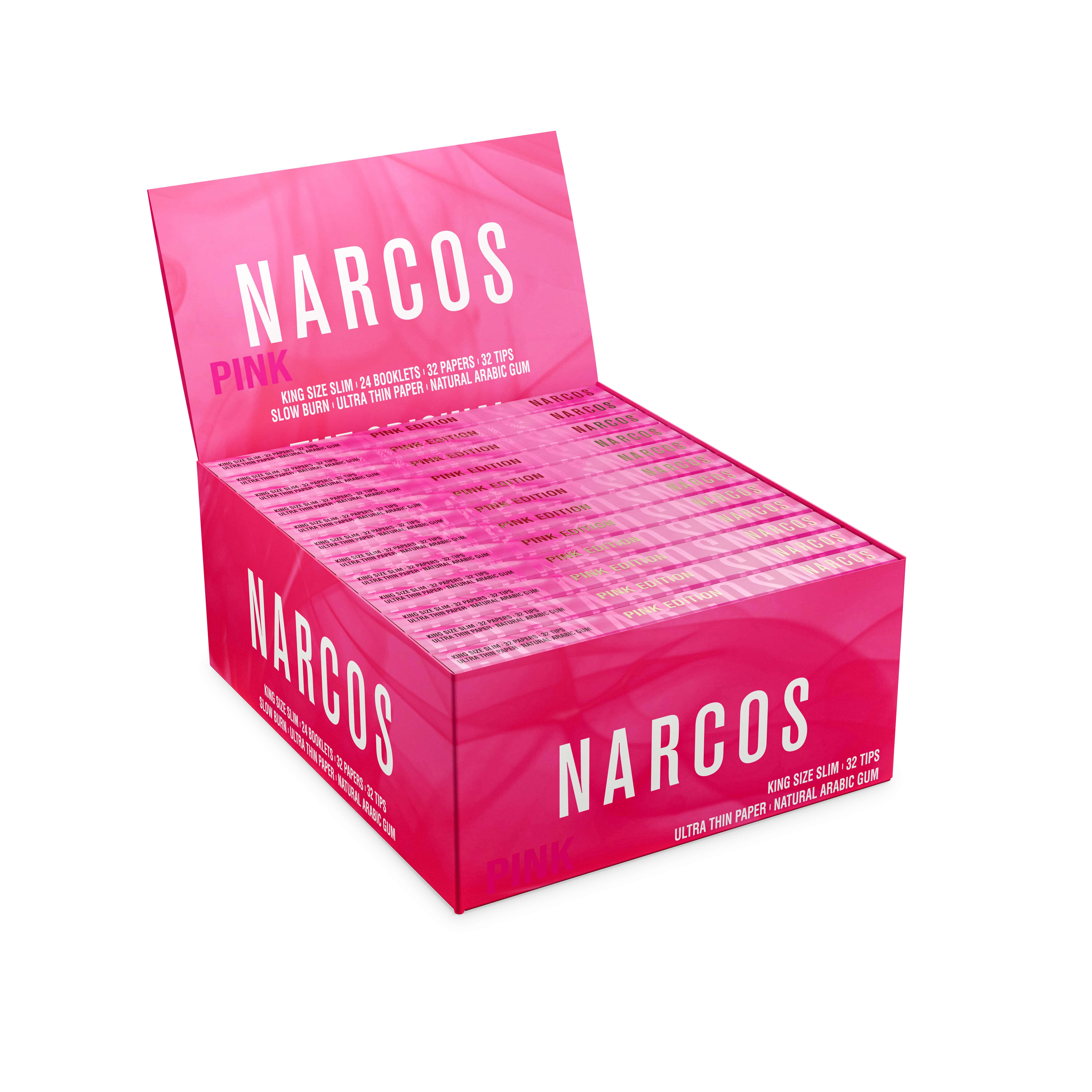 Narcos - Kingsize Slim - mit Tips 32 Hefte à 32 Blatt - Pink Edition 49100