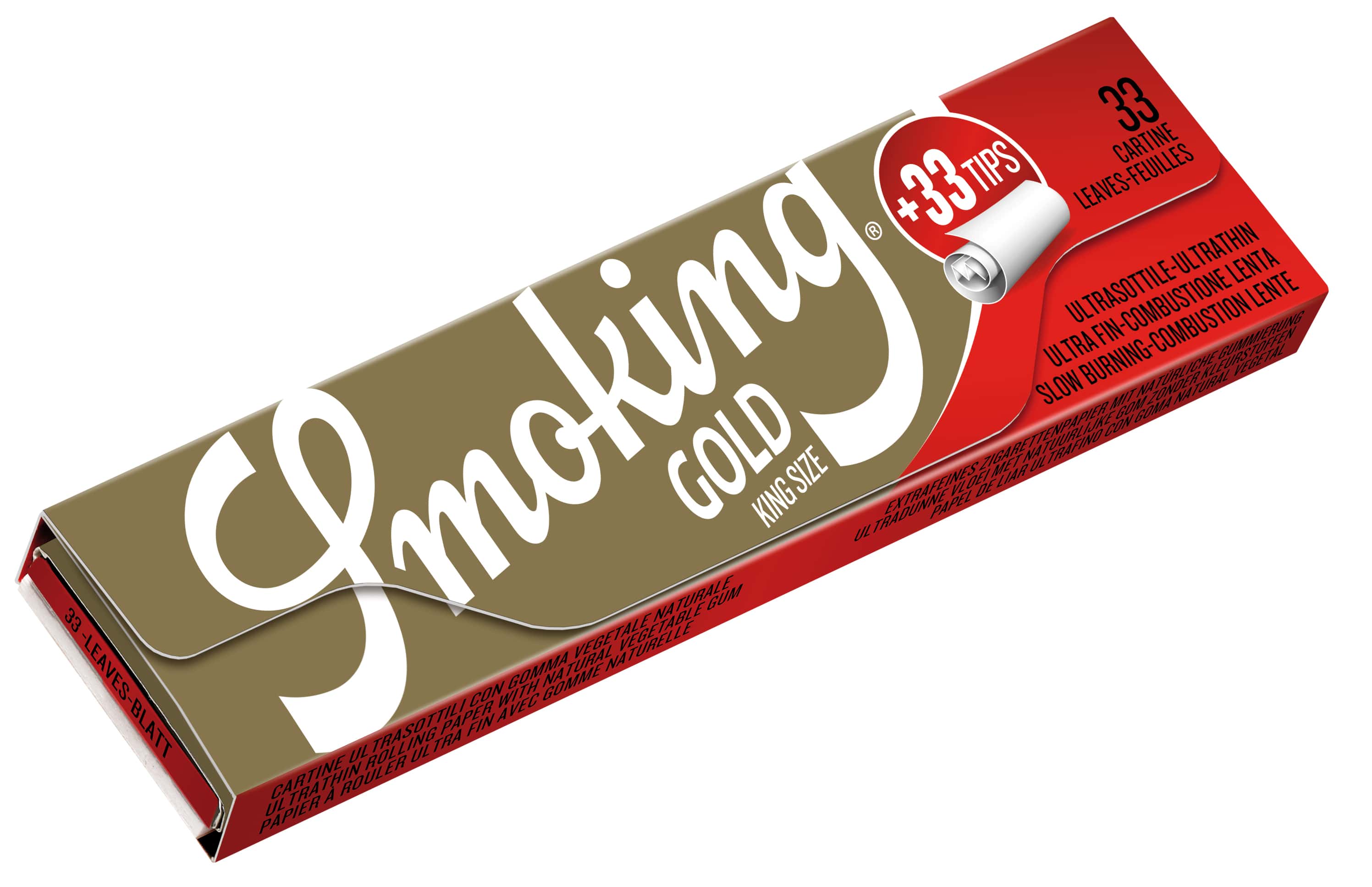 Smoking - King Size - Gold 50 Hefte à 33 Blatt + Tips